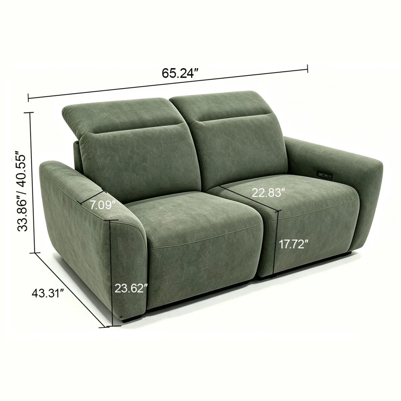 Modern Hovena Power Reclining Sofa with Adjustable Headrests Image - 13 | homeyfad