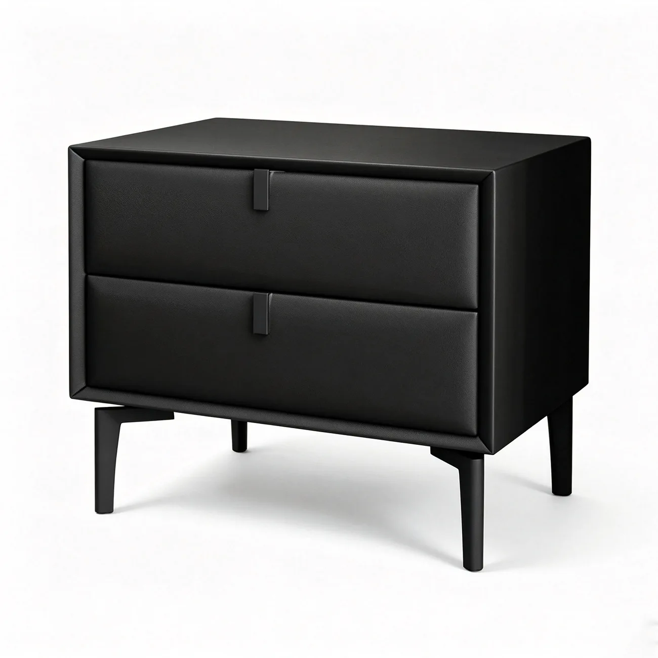 Modern Black Leather Bedside Table with Drawers Image - 13 | homeyfad