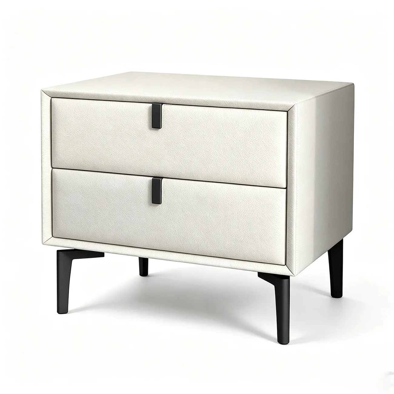Modern Black Leather Bedside Table with Drawers Image - 14 | homeyfad