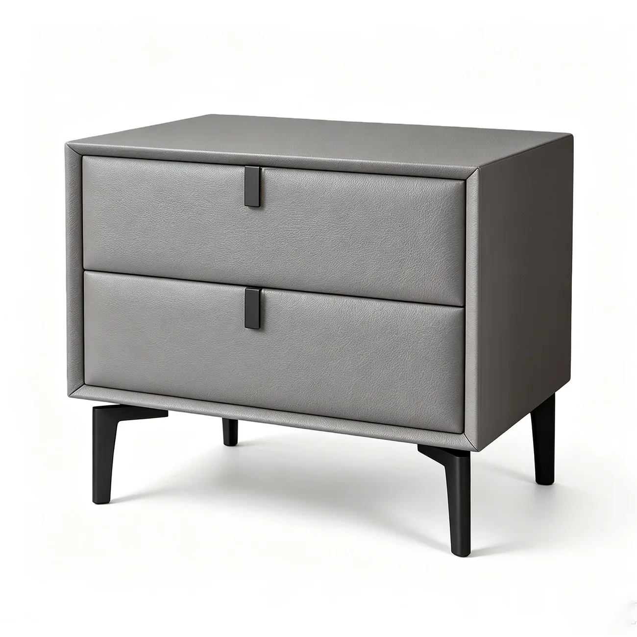 Modern Black Leather Bedside Table with Drawers Image - 15 | homeyfad