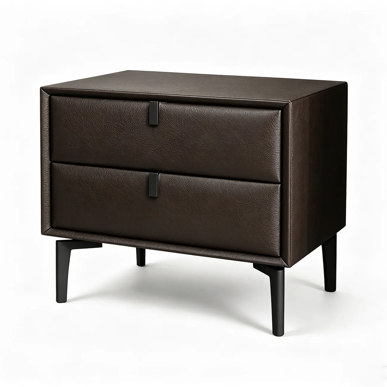 Modern Black Leather Bedside Table with Drawers Image - 16 | homeyfad