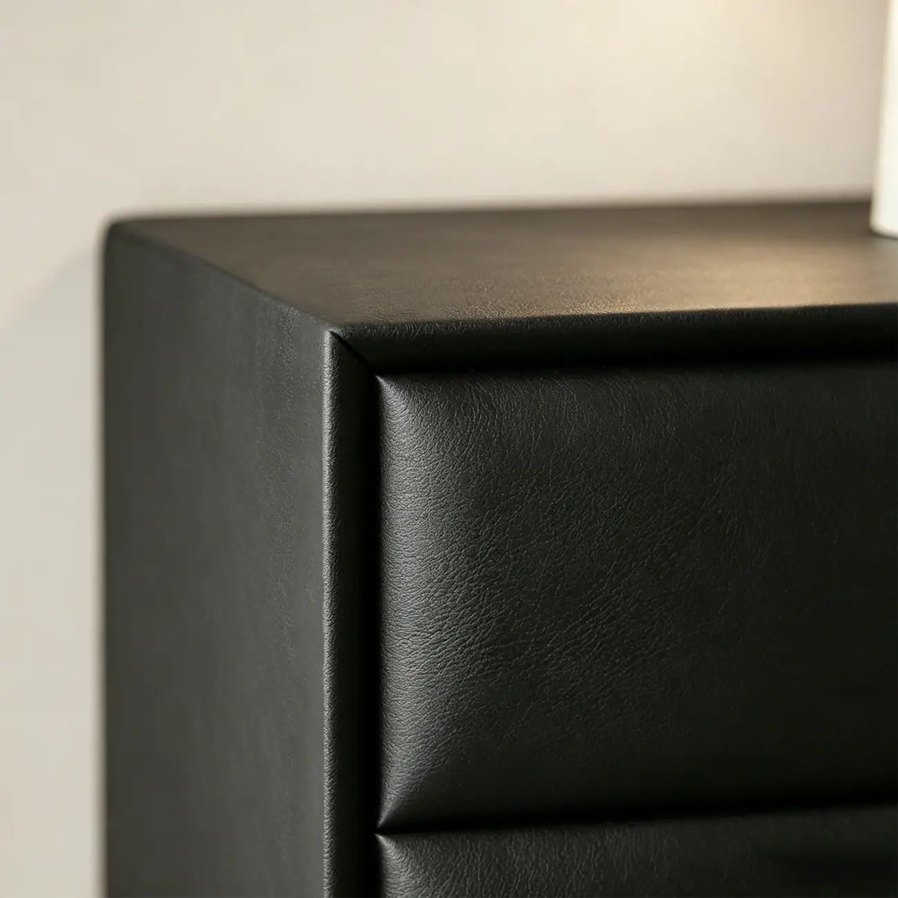 Modern Black Leather Bedside Table with Drawers Image - 8 | homeyfad