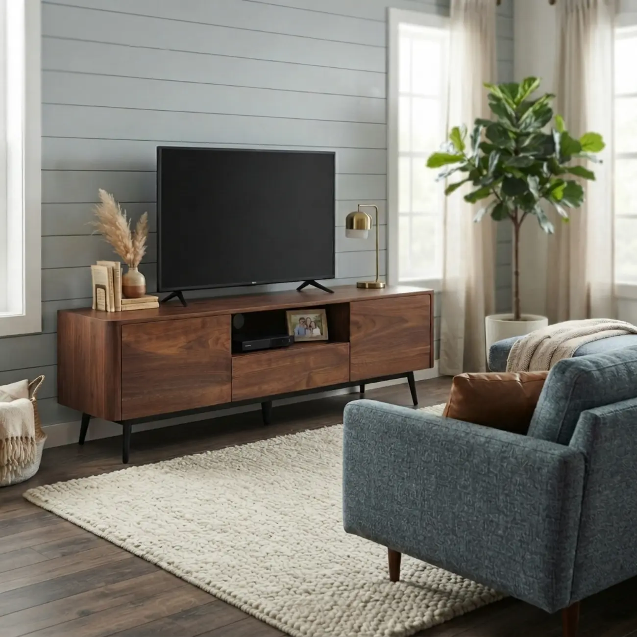 70.8"L Pre-assembled Wood Veneer Media Console With Storage Cabinets Image - 14 | homeyfad