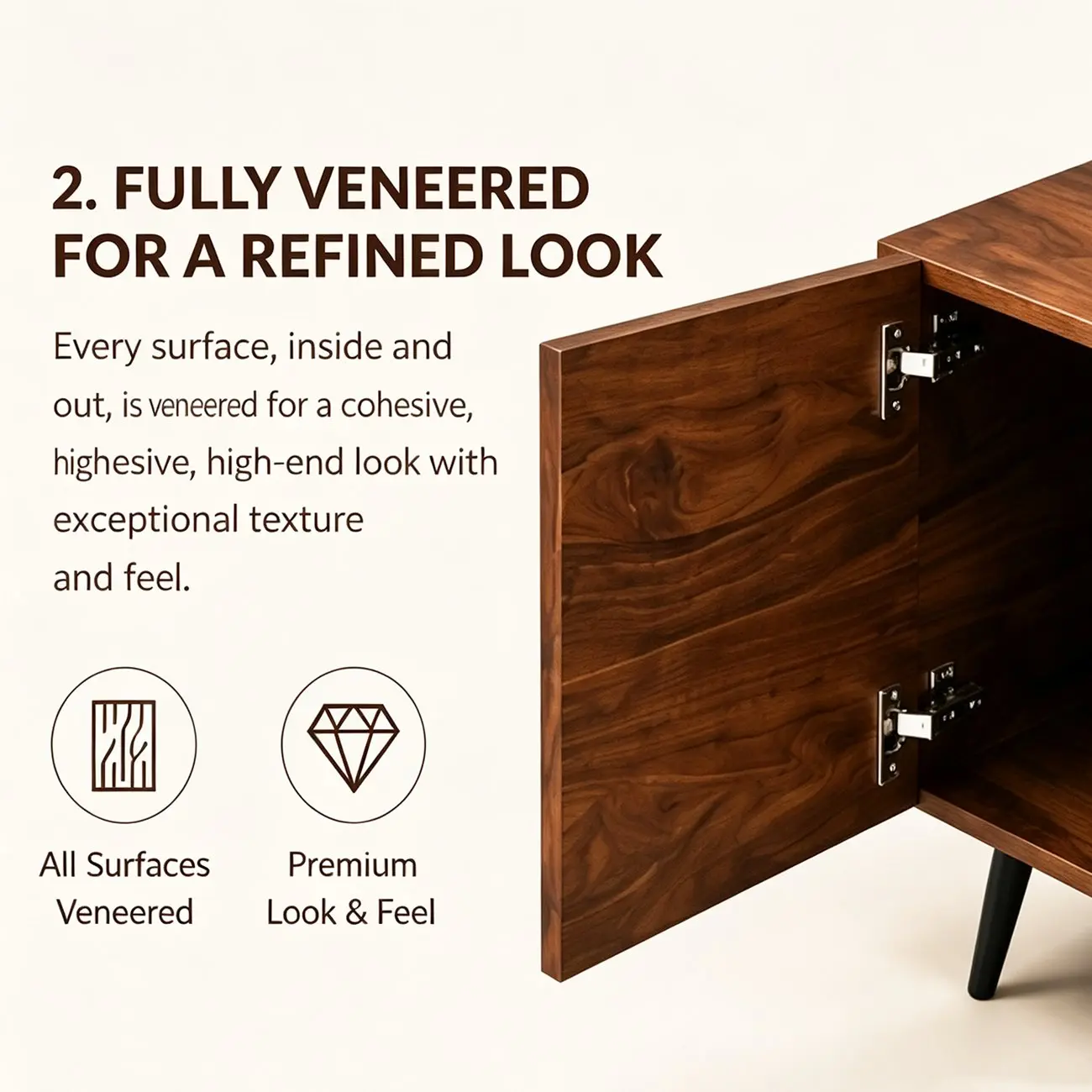 70.8"L Pre-assembled Wood Veneer Media Console With Storage Cabinets Image - 6 | homeyfad