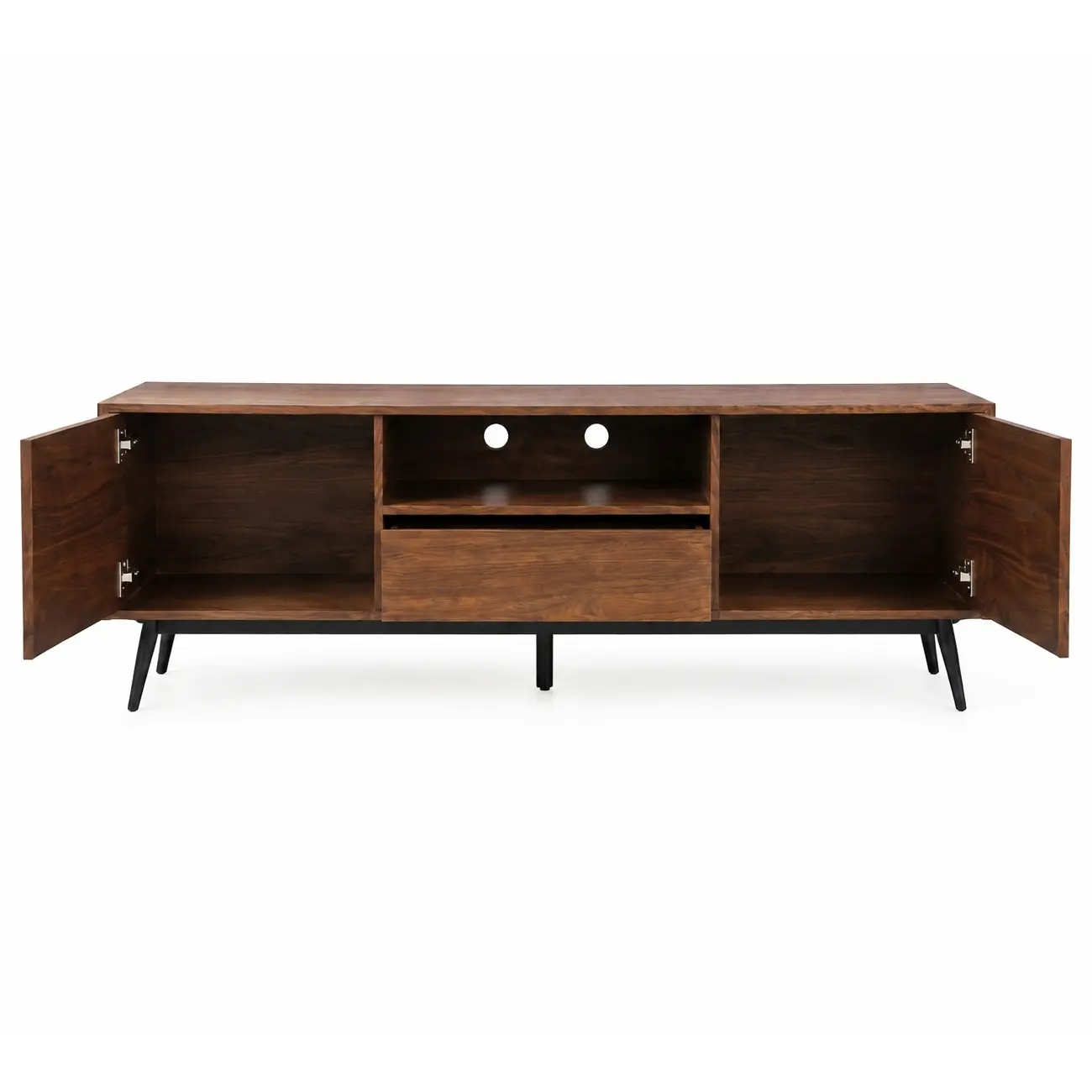 70.8"L Pre-assembled Wood Veneer Media Console With Storage Cabinets Image - 15 | homeyfad