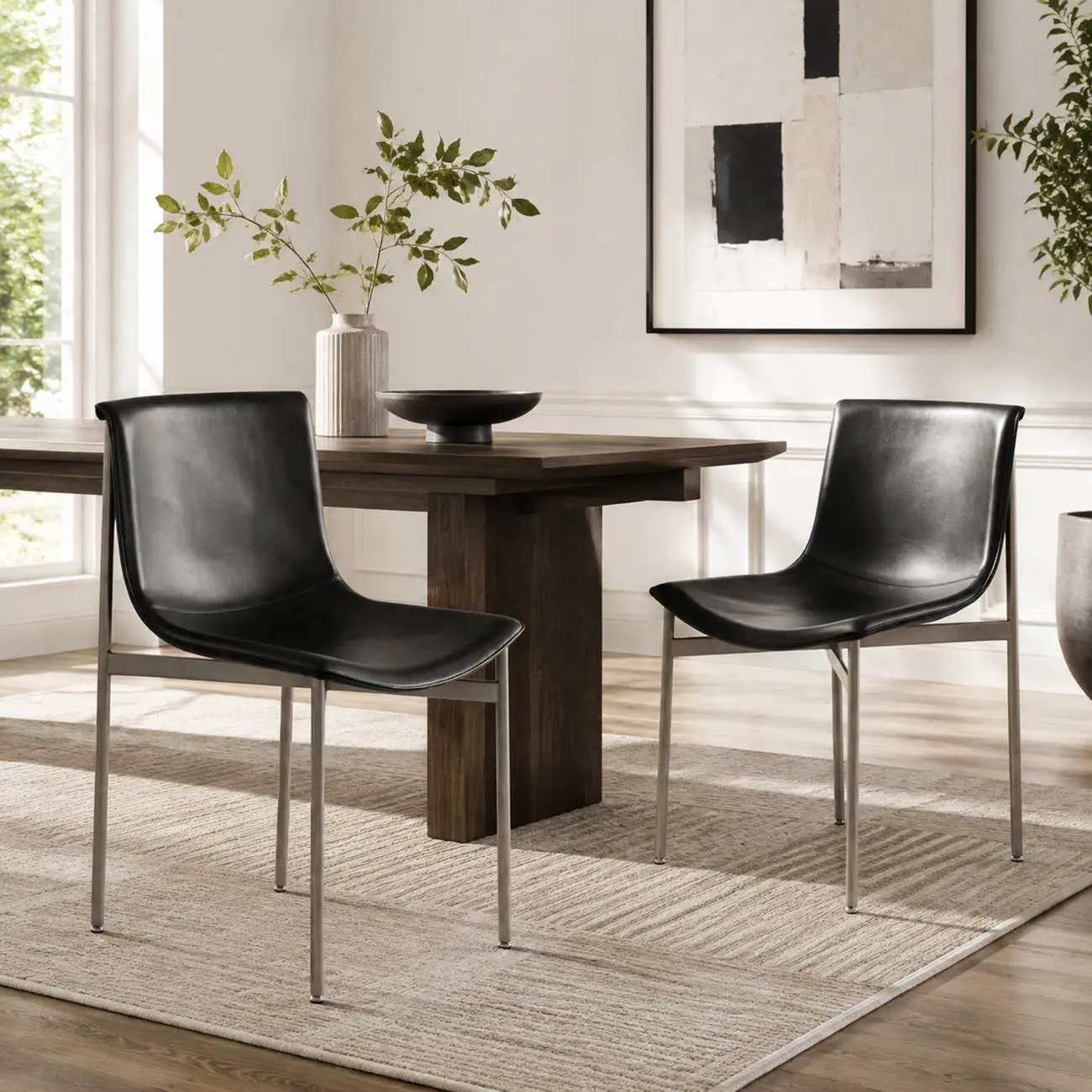 Comfortable Saddle-style Faux Leather Armless Dining Chairs Set Of 2 Image - 9 | homeyfad