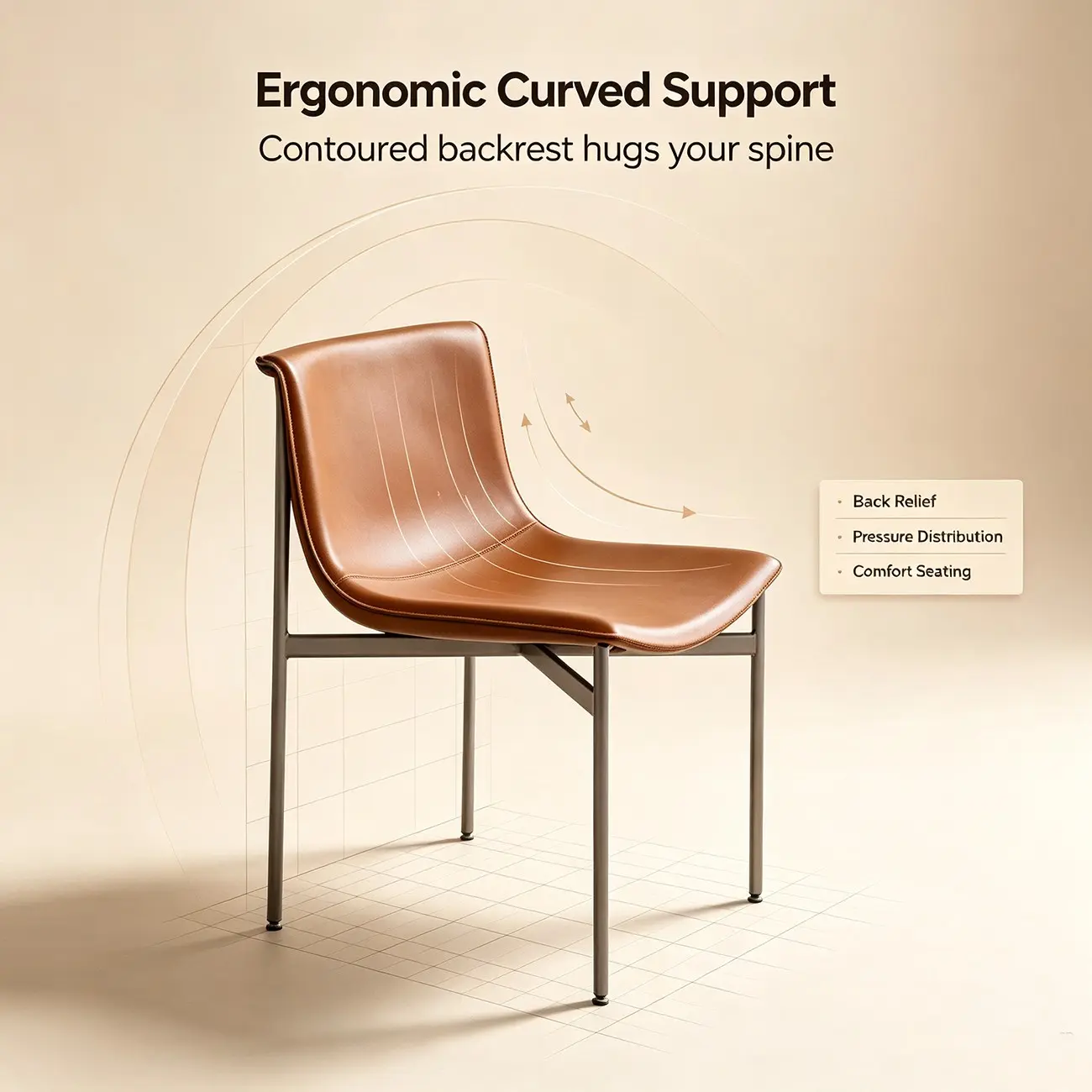 Comfortable Saddle-style Faux Leather Armless Dining Chairs Set Of 2 Image - 6 | homeyfad