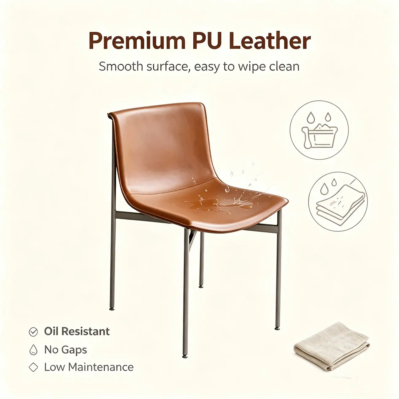 Comfortable Saddle-style Faux Leather Armless Dining Chairs Set Of 2 Image - 5 | homeyfad