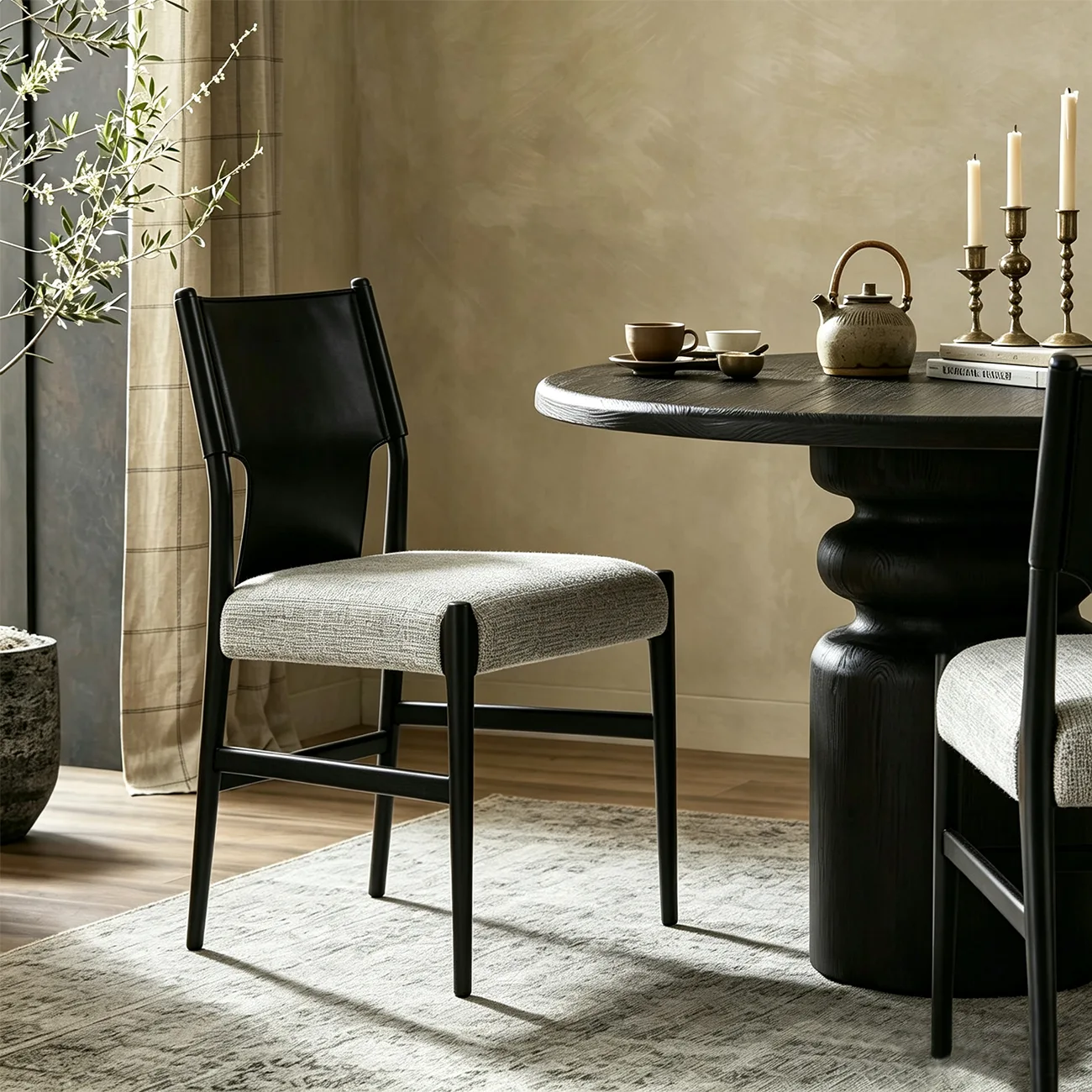 Modern Metal Frame Upholstered Dining Chairs Set of 2 Image - 1 | homeyfad