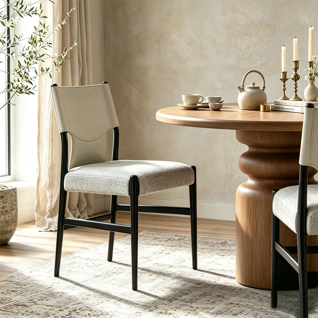 Modern Metal Frame Upholstered Dining Chairs Set of 2 Image - 2 | homeyfad