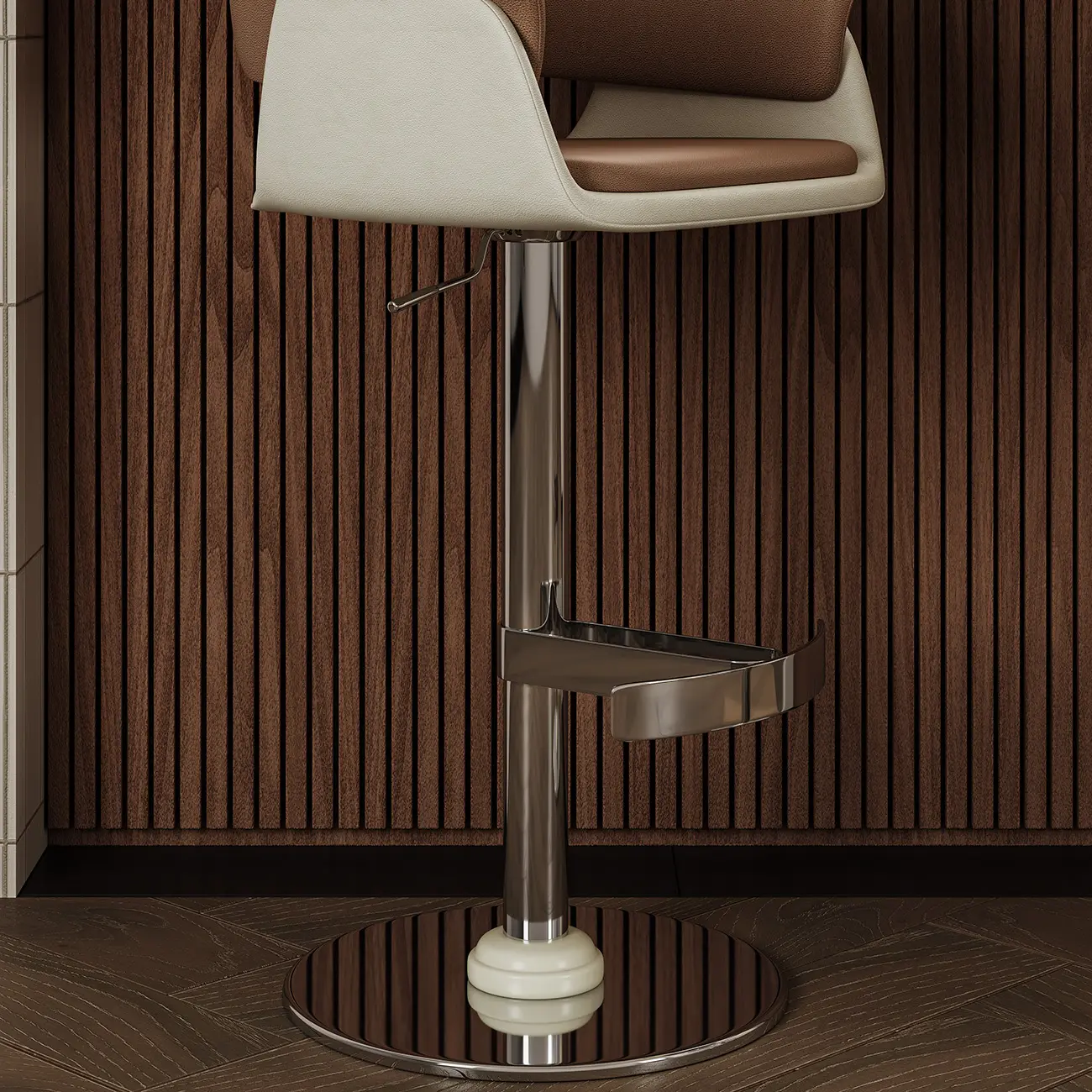 Brown Swivel Genuine Leather Counter Stools with Backs Image - 8 | homeyfad