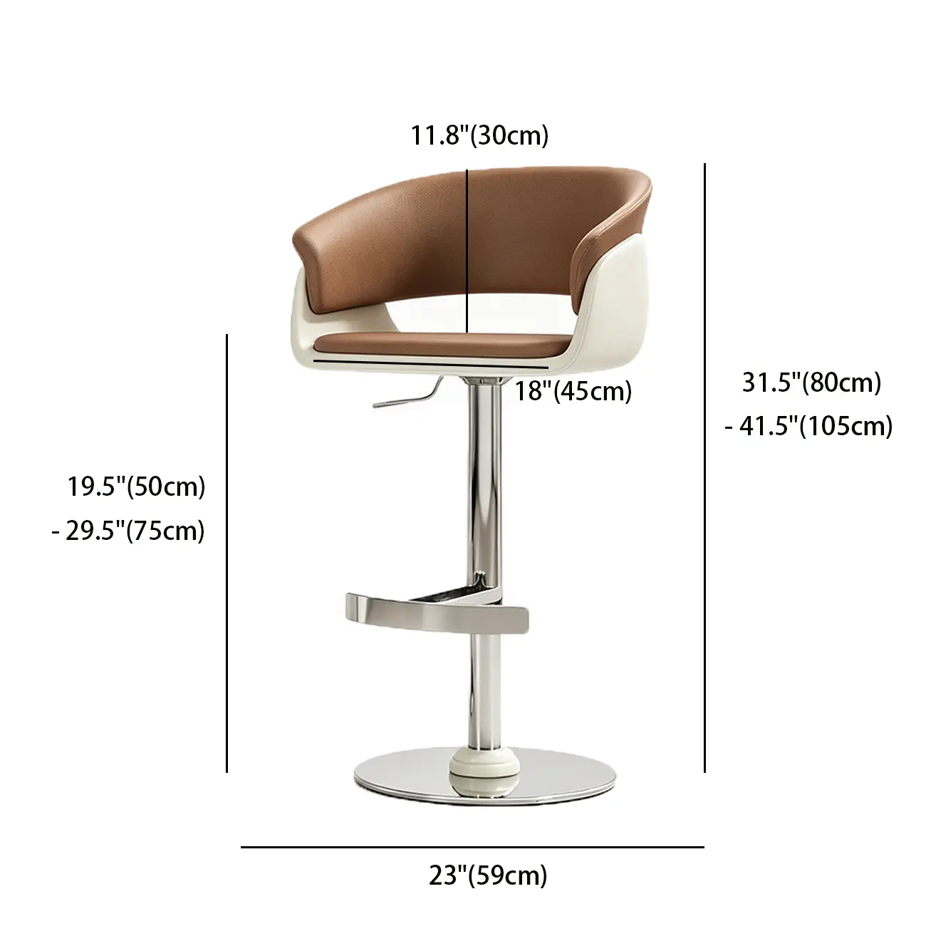 Brown Swivel Genuine Leather Counter Stools with Backs #size | homeyfad