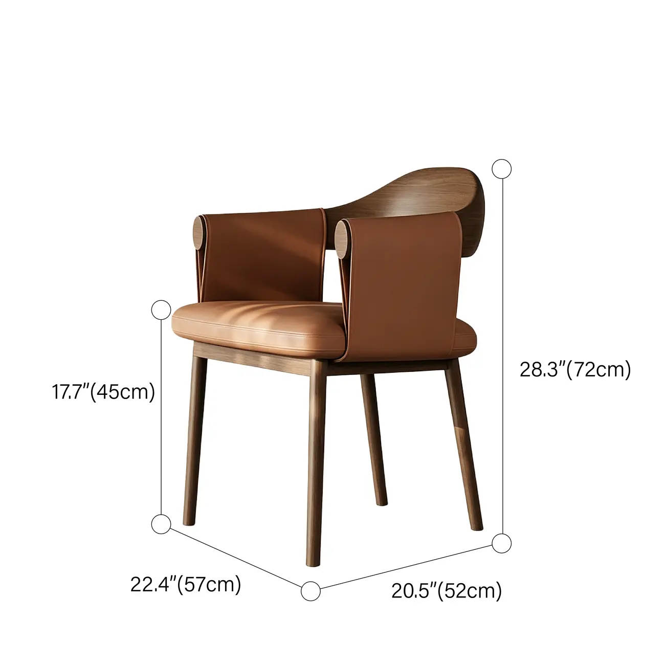 Velmyra Solid Wood Dining Chair With Faux Leather-wrapped Armrests #size | homeyfad