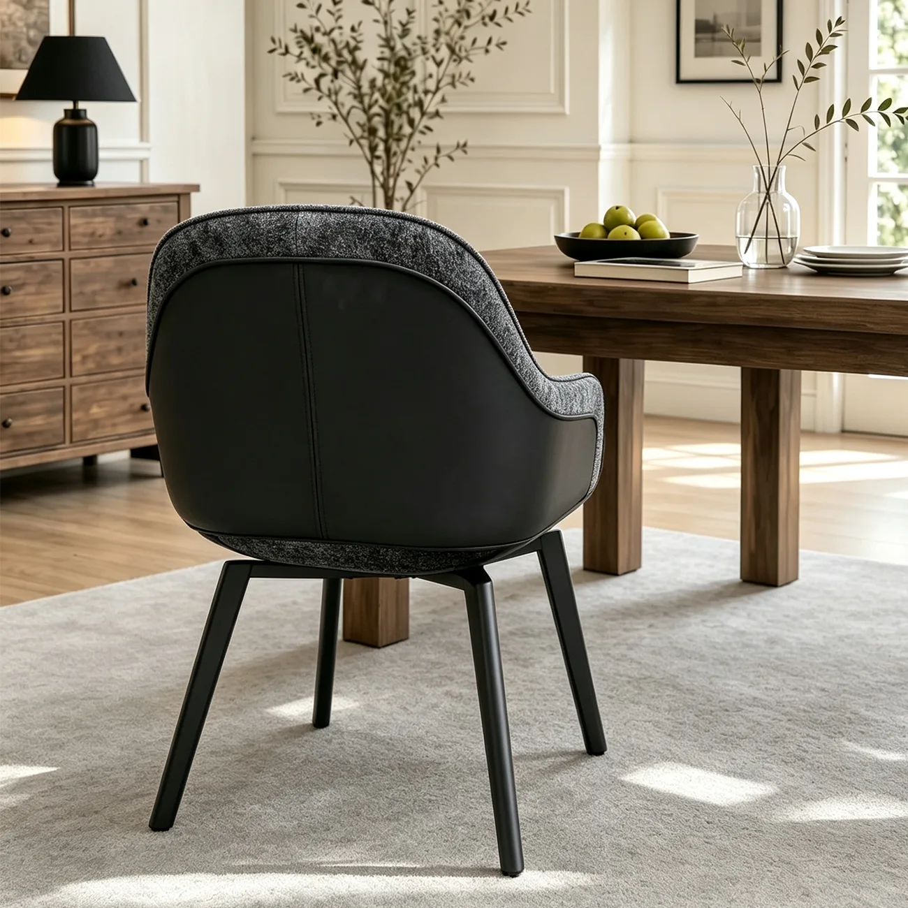 Modern Swivel Upholstered Dining Chair with Metal Legs Image - 2 | homeyfad