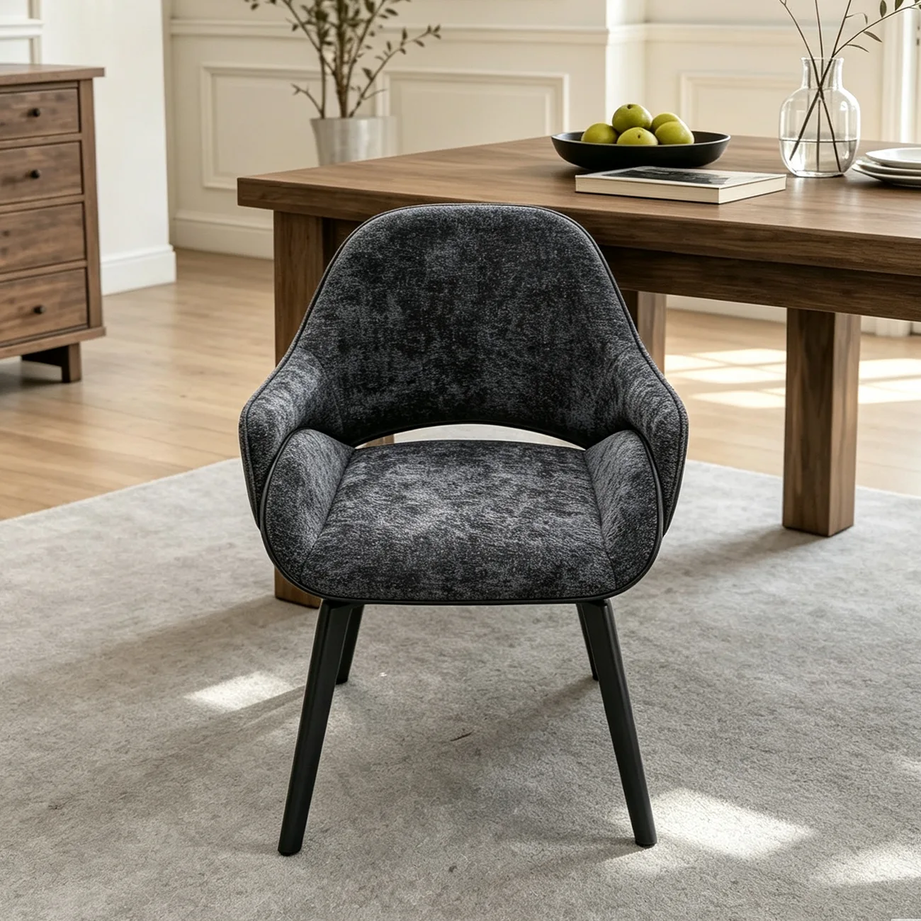 Modern Swivel Upholstered Dining Chair with Metal Legs Image - 3 | homeyfad