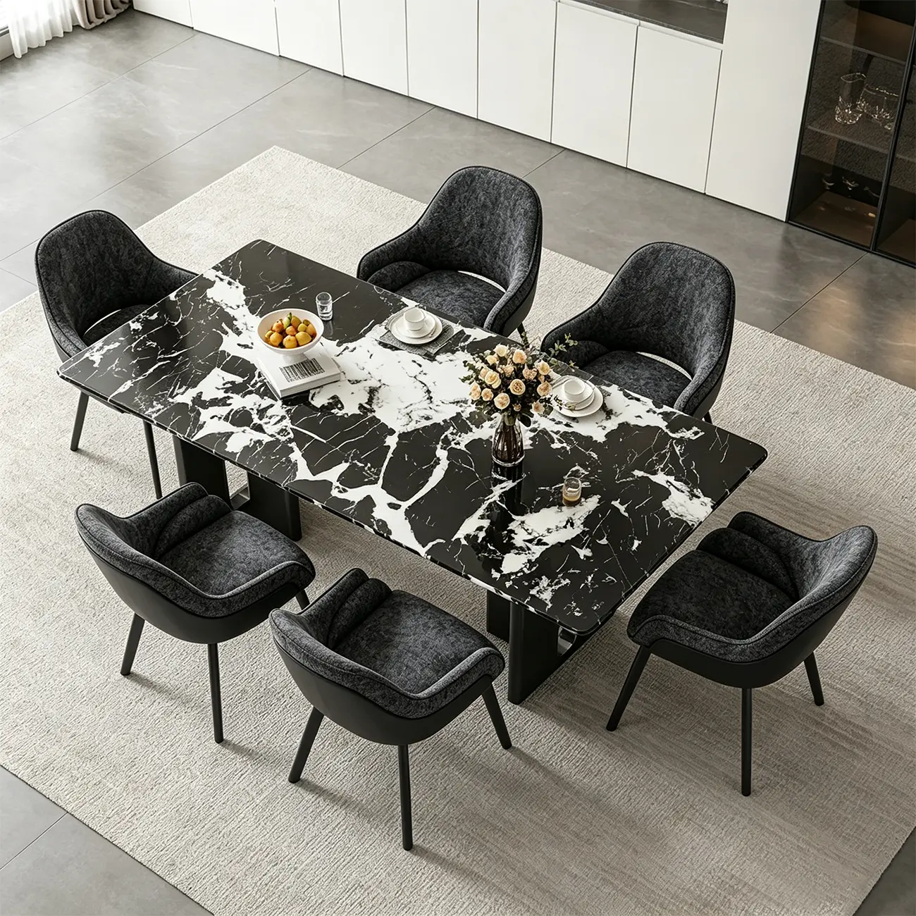 Modern Swivel Upholstered Dining Chair with Metal Legs Image - 5 | homeyfad