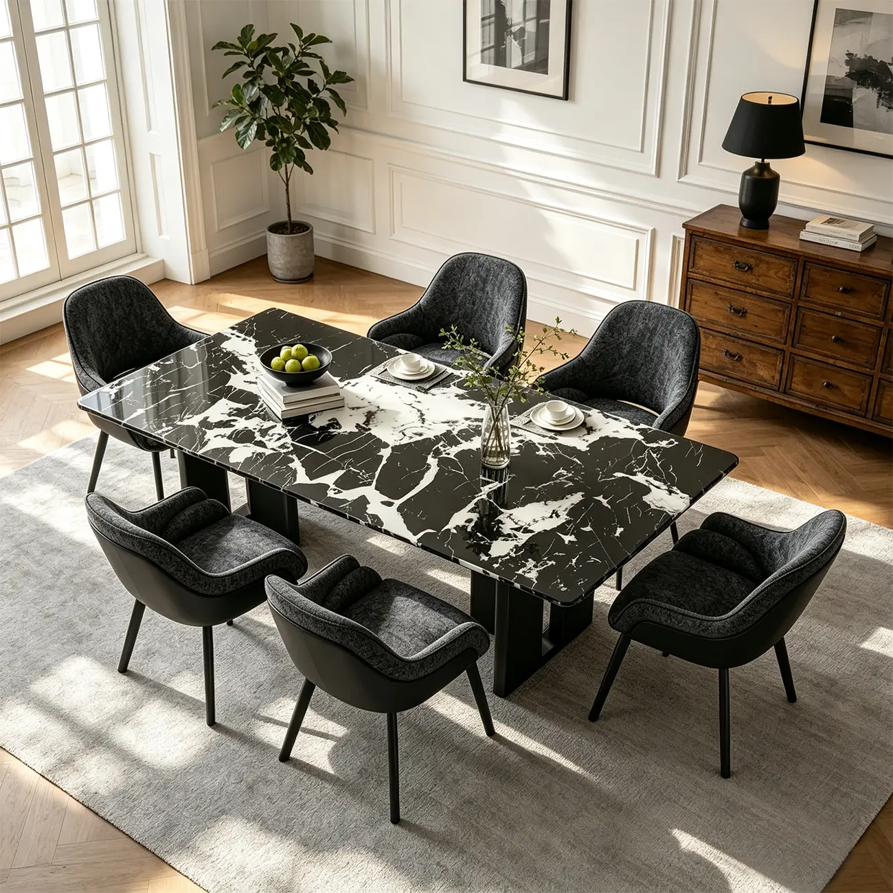 Modern Swivel Upholstered Dining Chair with Metal Legs Image - 4 | homeyfad