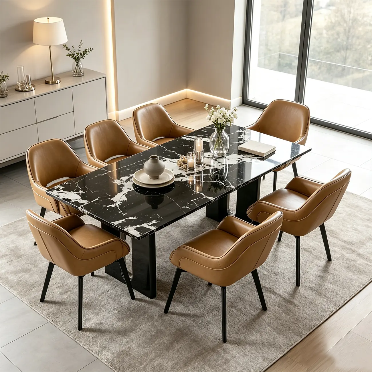 Modern Swivel Upholstered Dining Chair with Metal Legs Image - 10 | homeyfad