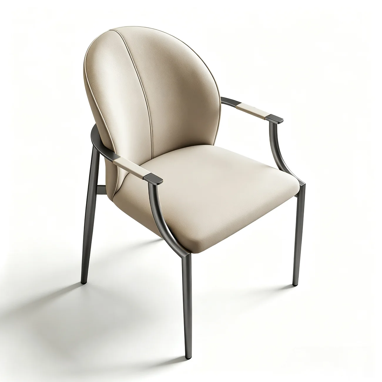 Genuine Leather Glam Modern Upholstered Arm Dining Chairs Image - 12 | homeyfad