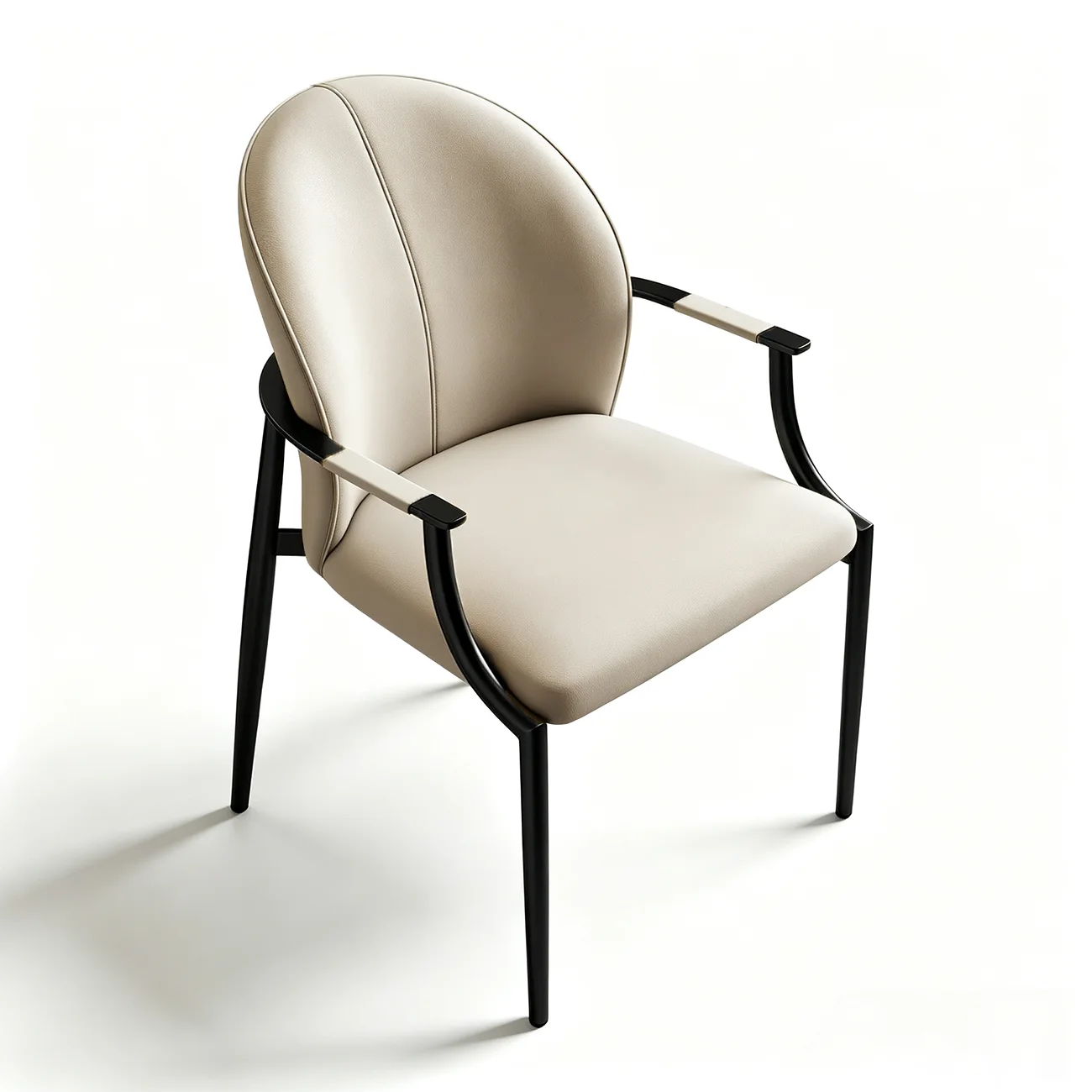 Genuine Leather Glam Modern Upholstered Arm Dining Chairs Image - 13 | homeyfad
