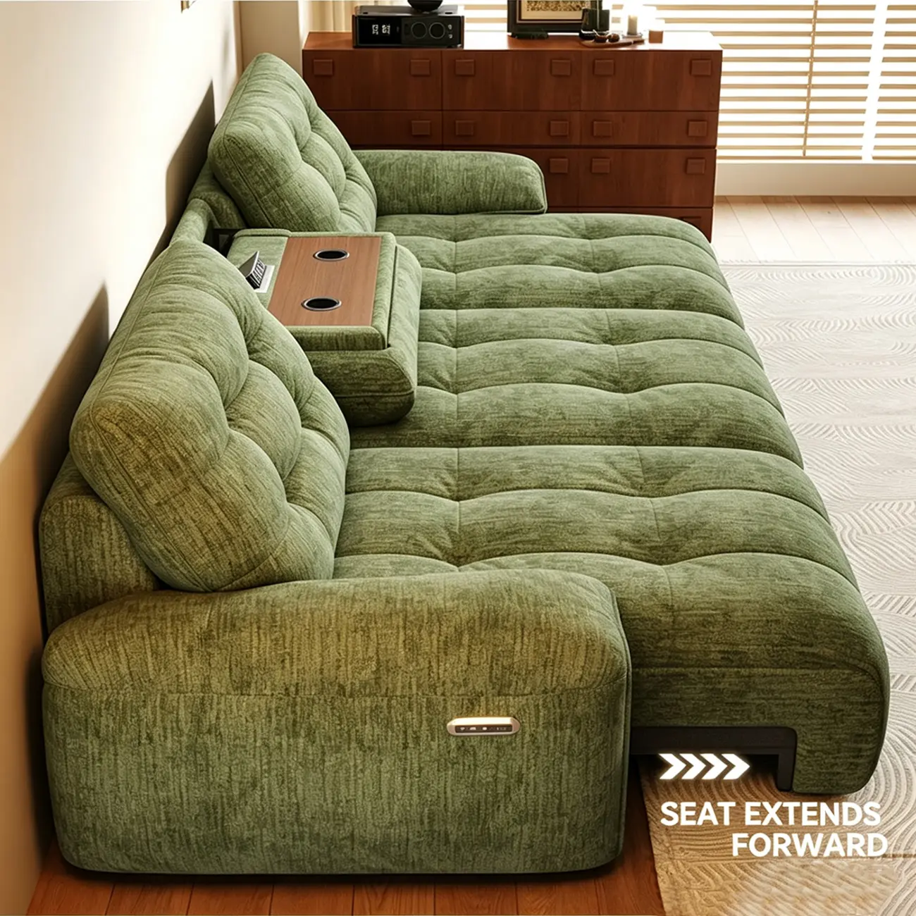Contemporary Chenille Tufted Power Pull-Out Sofa Bed Image - 7 | homeyfad