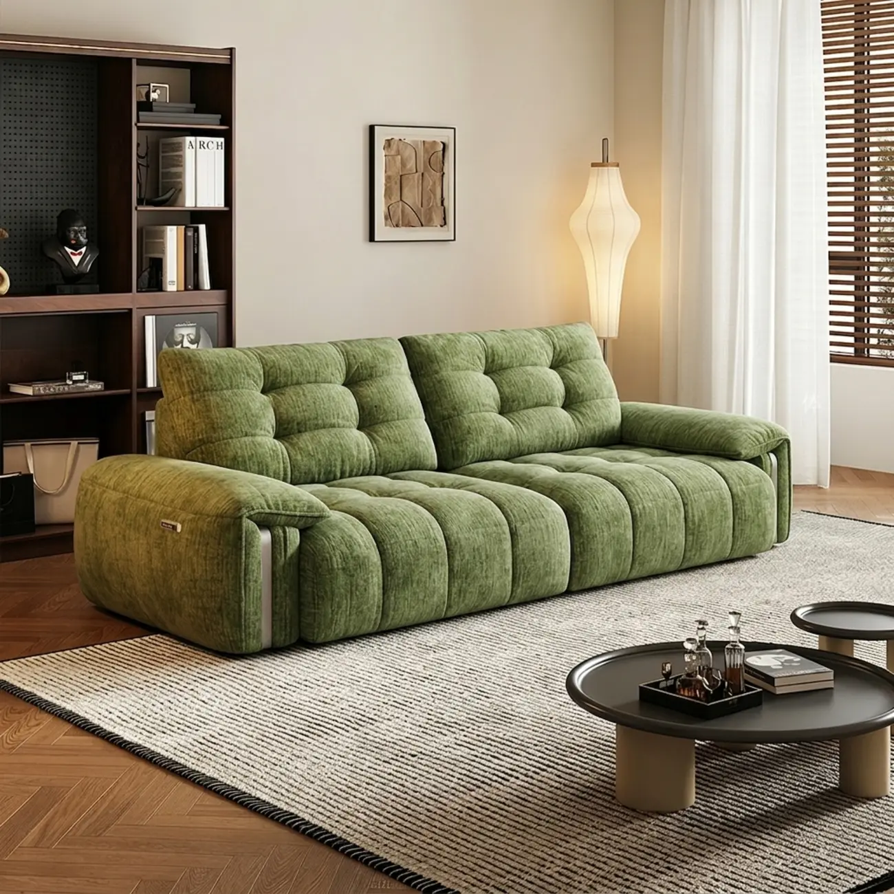 Contemporary Chenille Tufted Power Pull-Out Sofa Bed Image - 17 | homeyfad