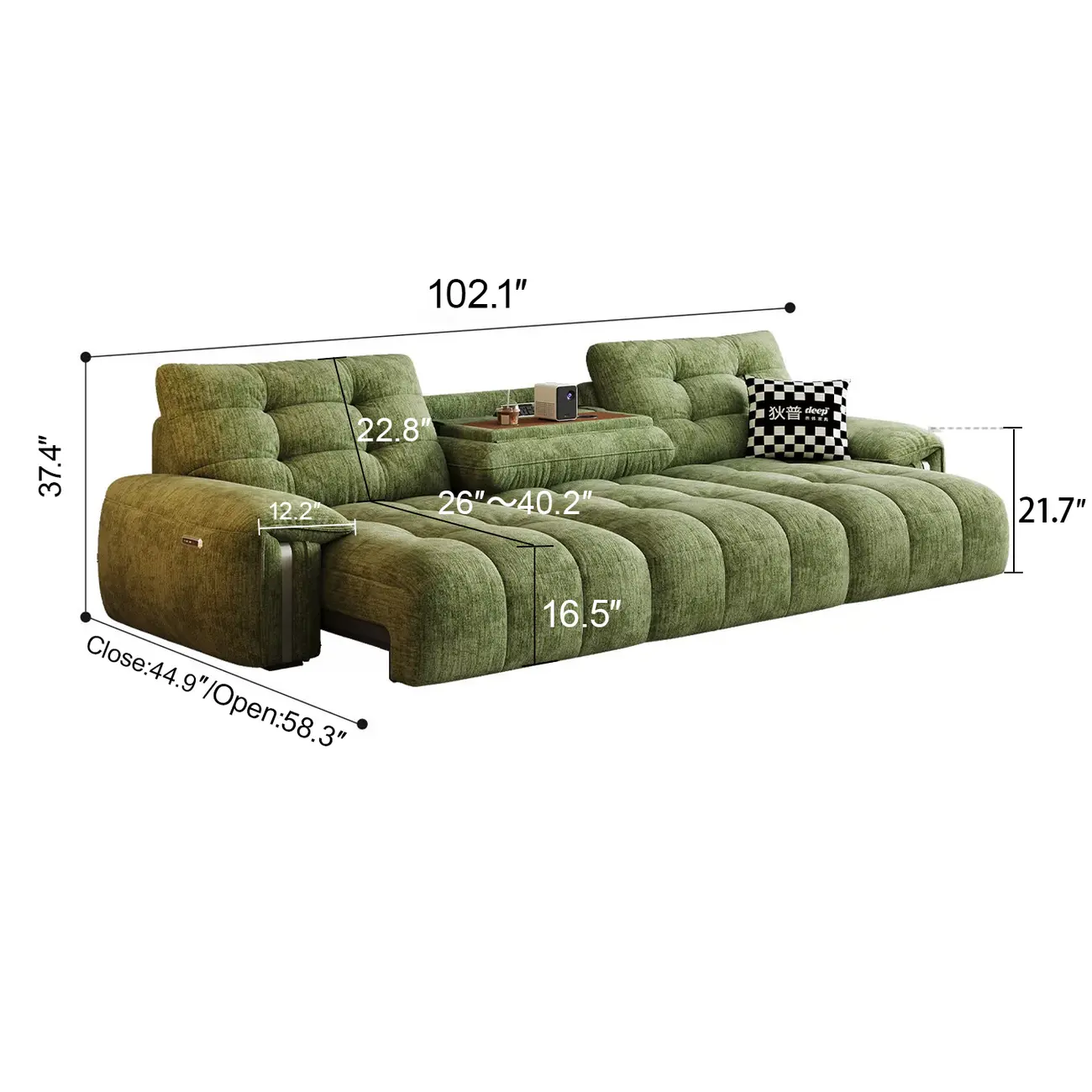 Contemporary Chenille Tufted Power Pull-Out Sofa Bed Image - 24 | homeyfad