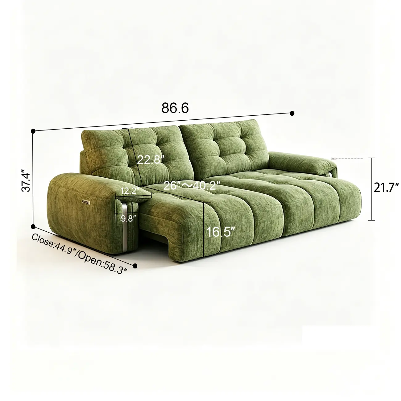 Contemporary Chenille Tufted Power Pull-Out Sofa Bed Image - 23 | homeyfad