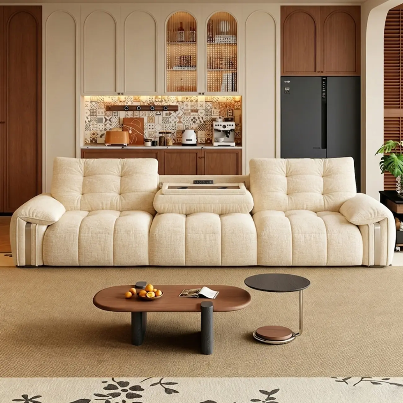 Contemporary Chenille Tufted Power Pull-Out Sofa Bed Image - 16 | homeyfad