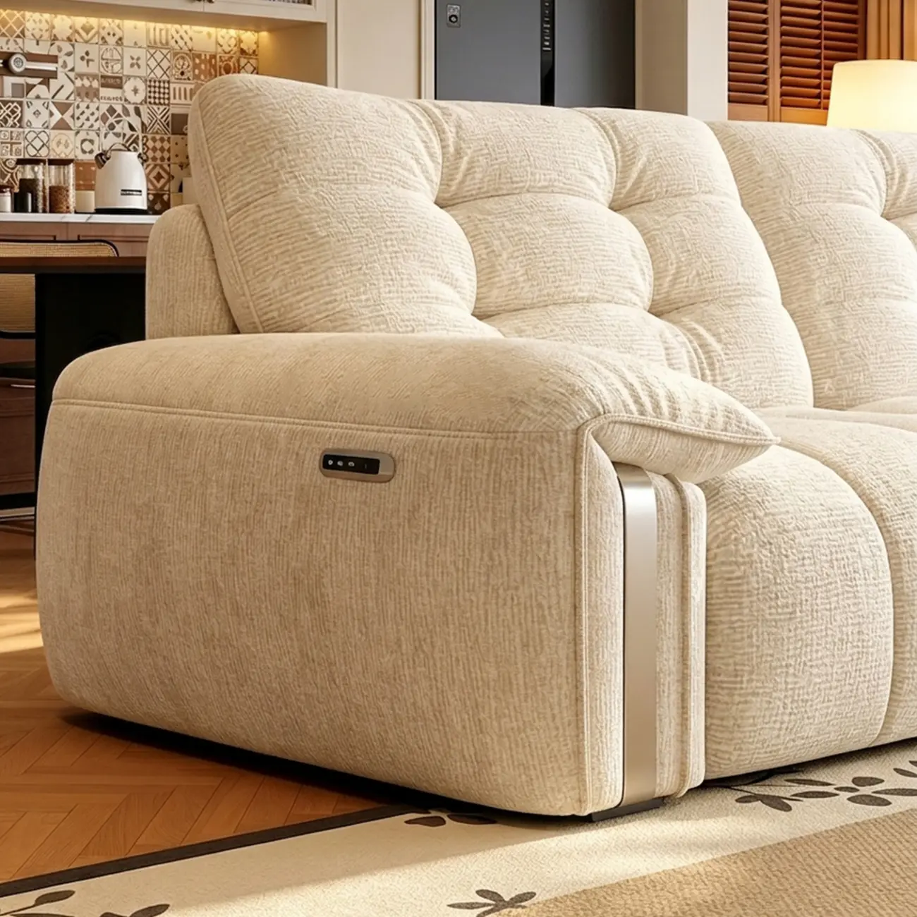 Contemporary Chenille Tufted Power Pull-Out Sofa Bed Image - 9 | homeyfad