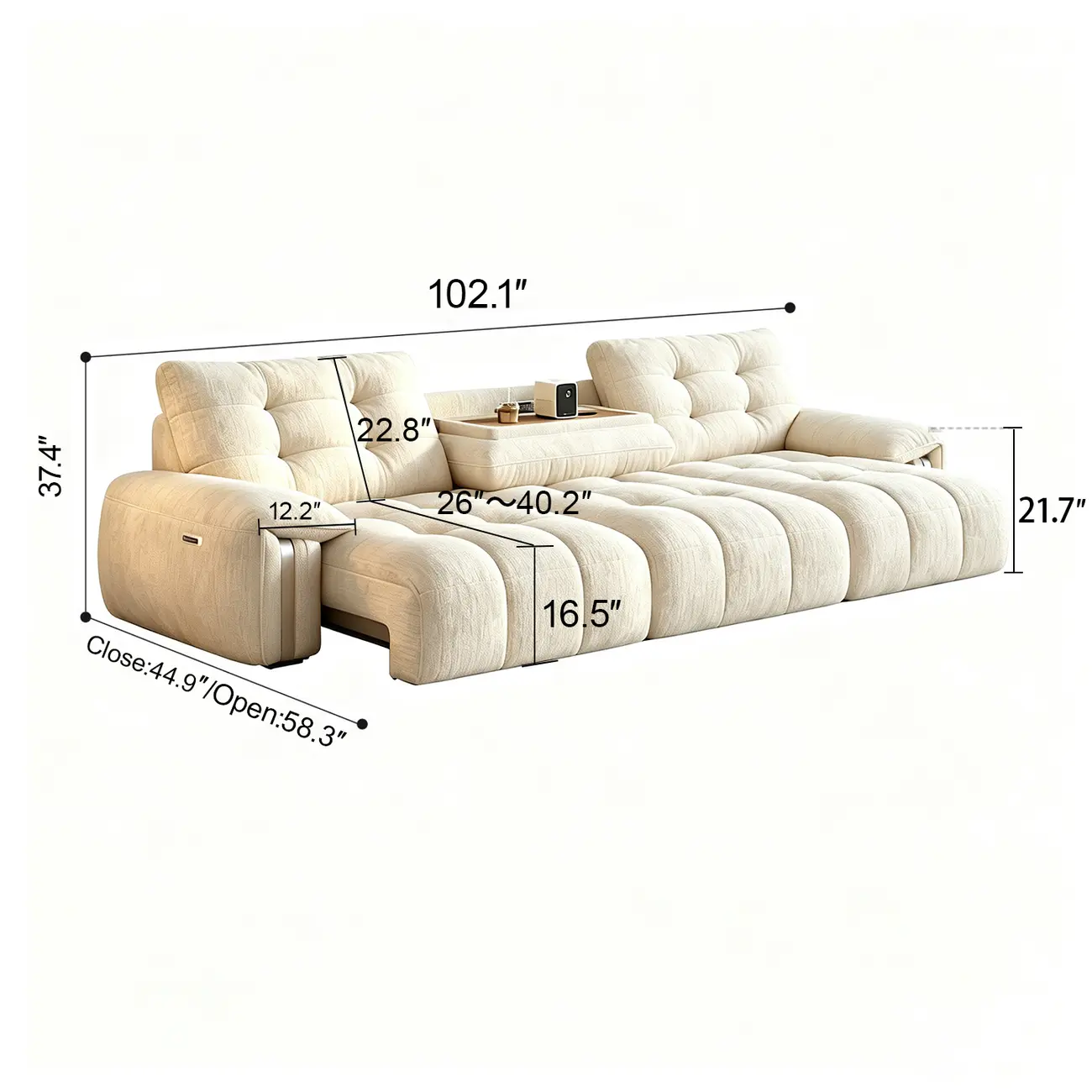 Contemporary Chenille Tufted Power Pull-Out Sofa Bed Image - 26 | homeyfad
