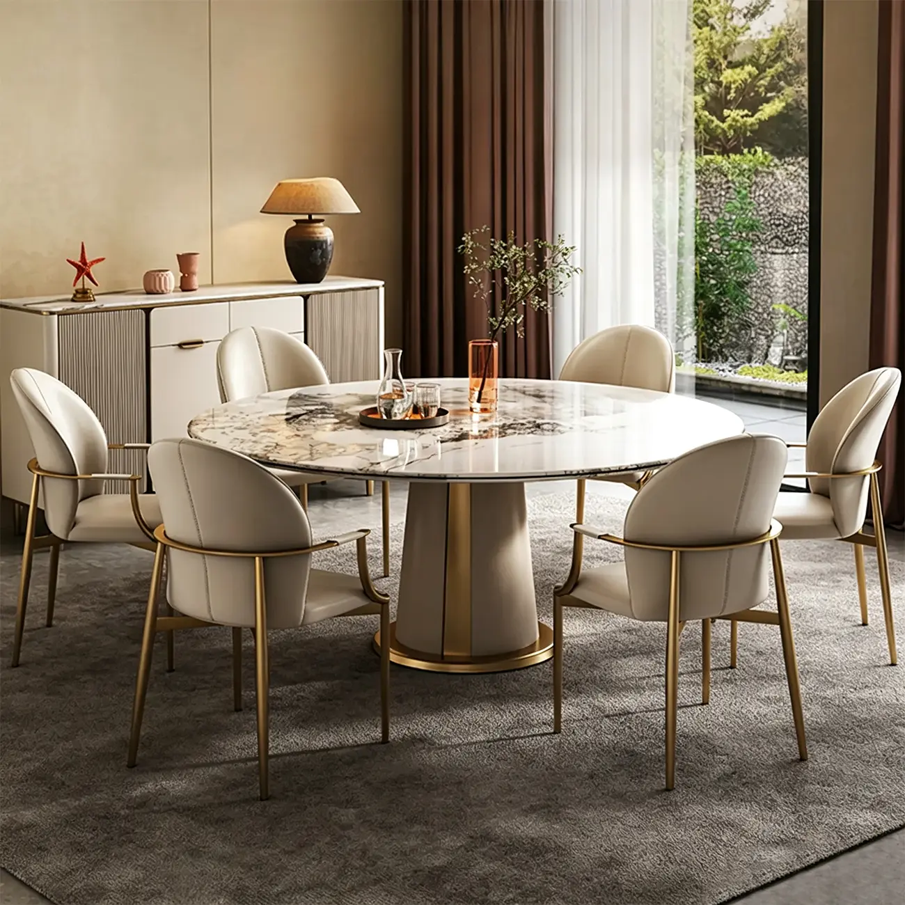 Genuine Leather Glam Modern Upholstered Arm Dining Chairs Image - 6 | homeyfad