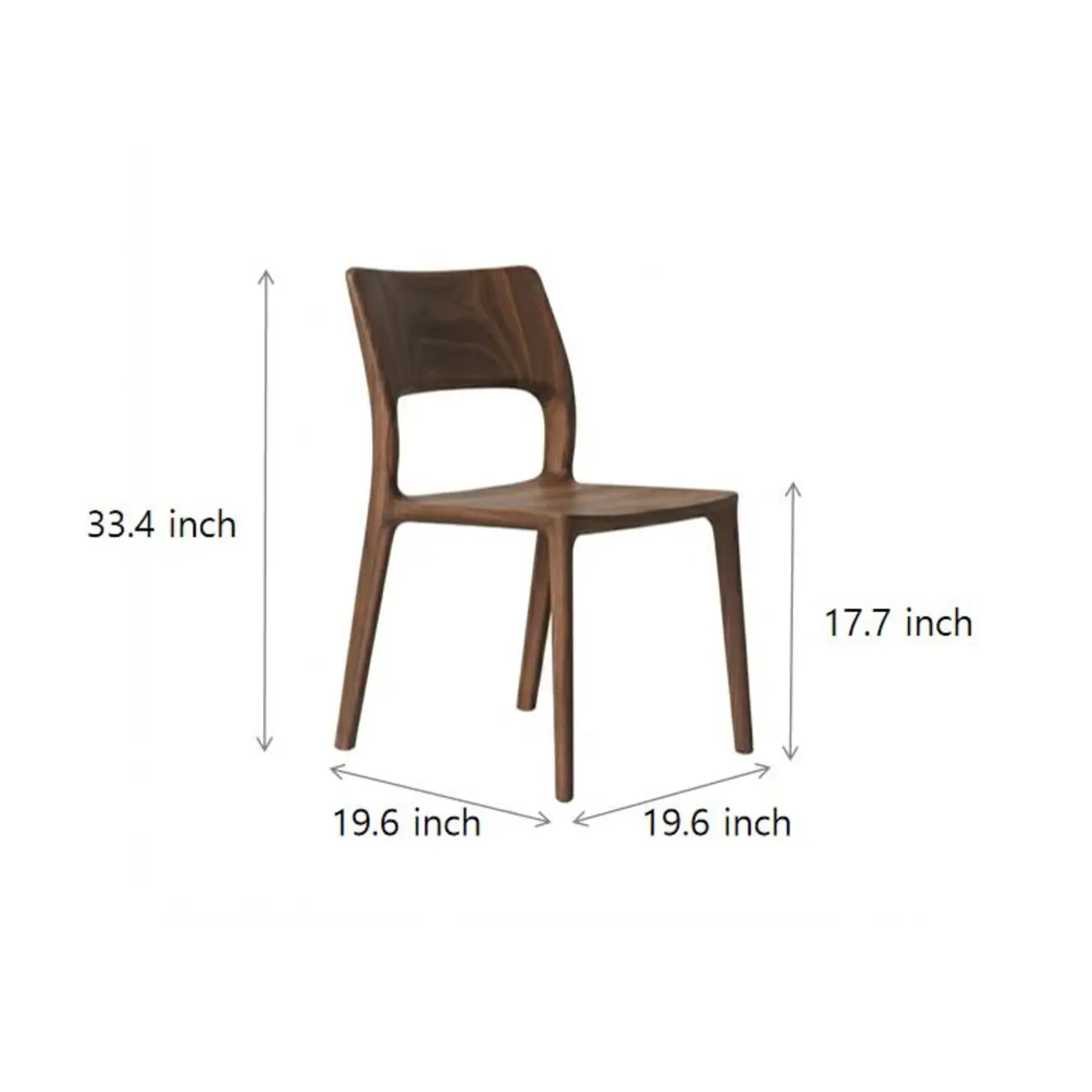 Mid-Century Modern Walnut Solid Rubberwood Armless Dining Chairs Set of 2 #size | homeyfad