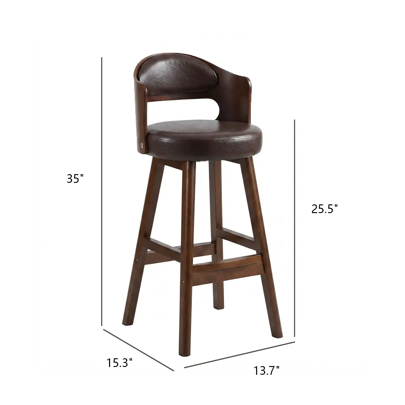 Transitional Round Upholstered Wood Bar Stools Set of 2 #size | homeyfad