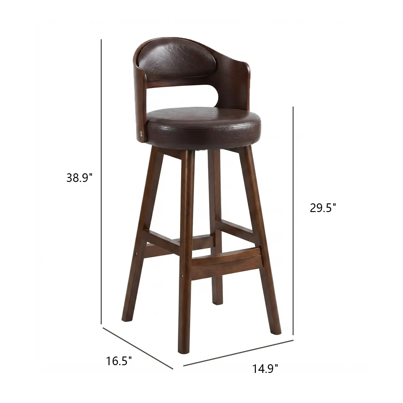 Transitional Round Upholstered Wood Bar Stools Set of 2 Image - 19 | homeyfad