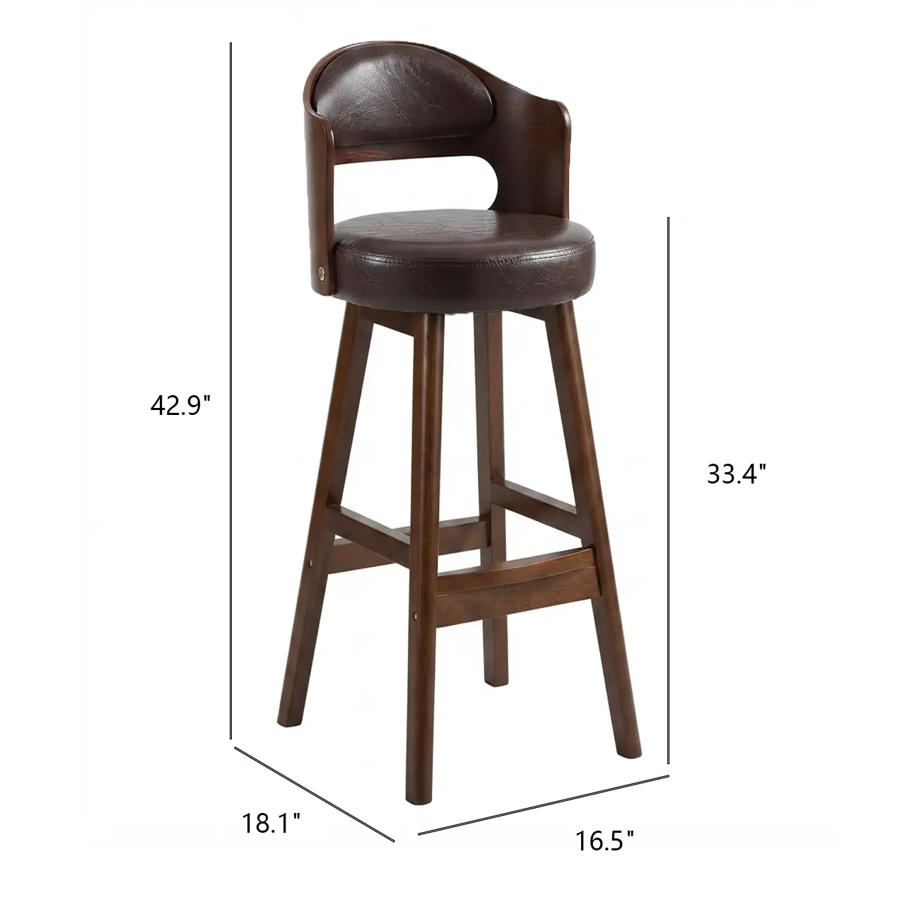 Transitional Round Upholstered Wood Bar Stools Set of 2 Image - 20 | homeyfad