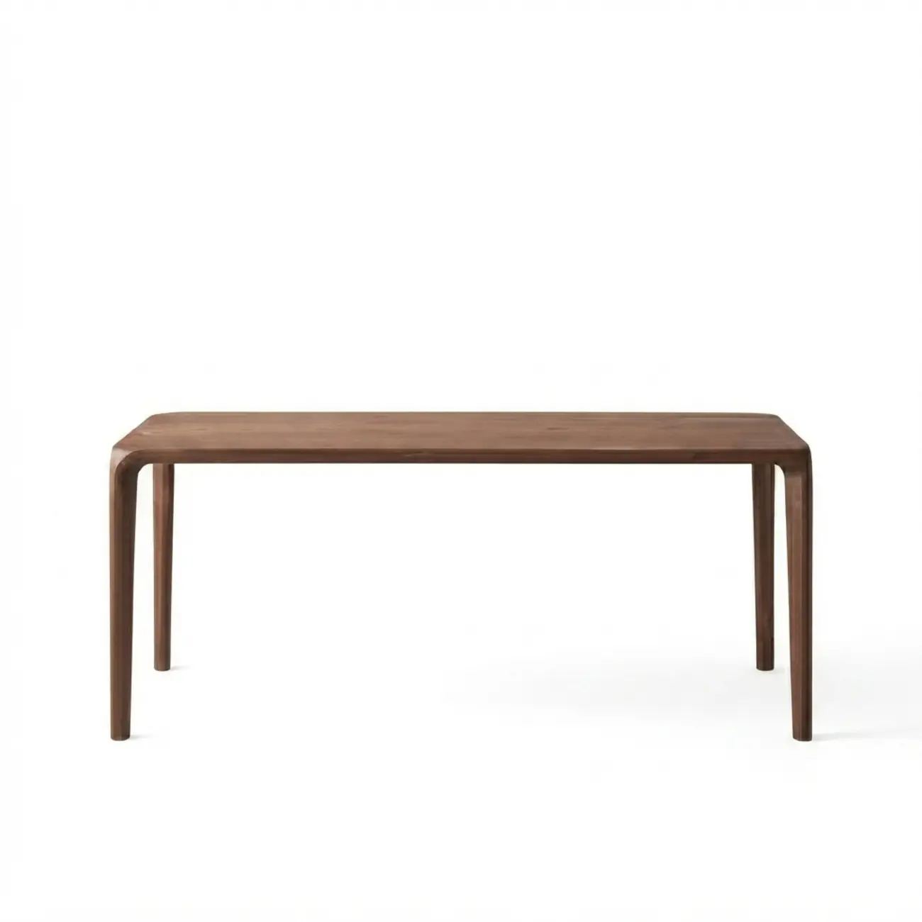 Minimalist Walnut Wood Rectangular Dining Table With Seamless Rounded Edges Image - 11 | homeyfad