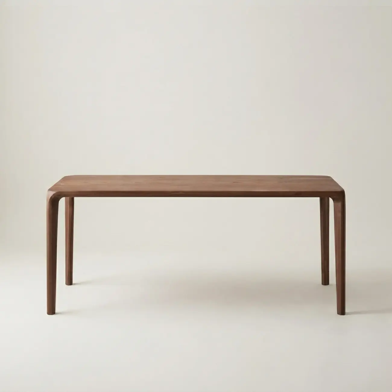 Minimalist Walnut Wood Rectangular Dining Table With Seamless Rounded Edges Image - 2 | homeyfad