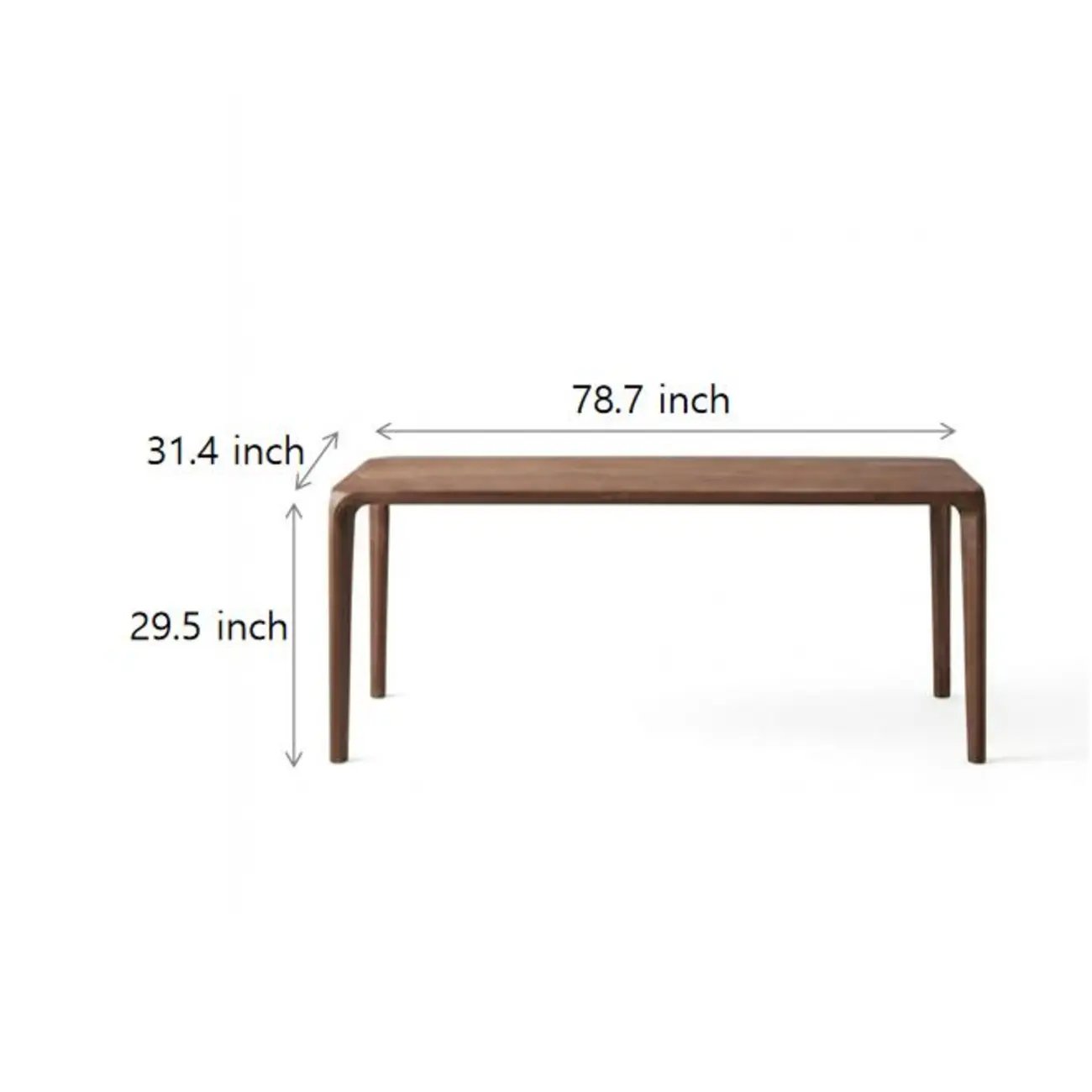 Minimalist Walnut Wood Rectangular Dining Table With Seamless Rounded Edges Image - 13 | homeyfad