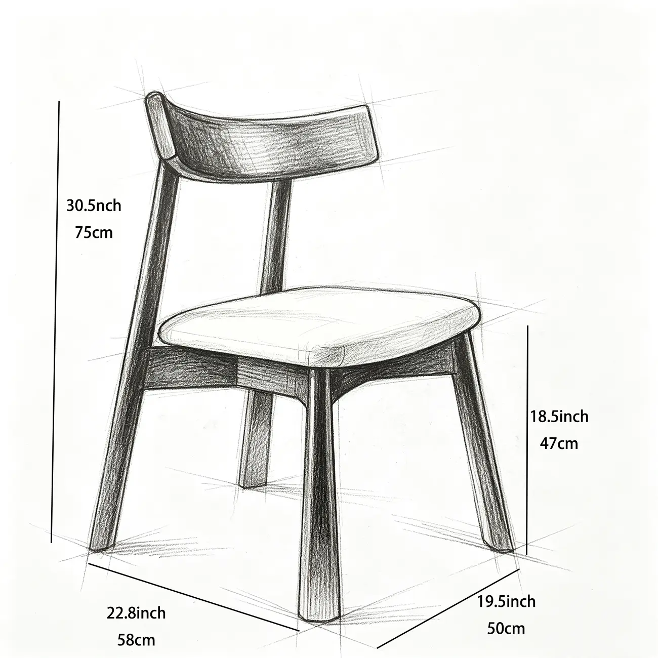 Modern Wood Dining Chair with Upholstered Faux Leather Seat  #size | homeyfad
