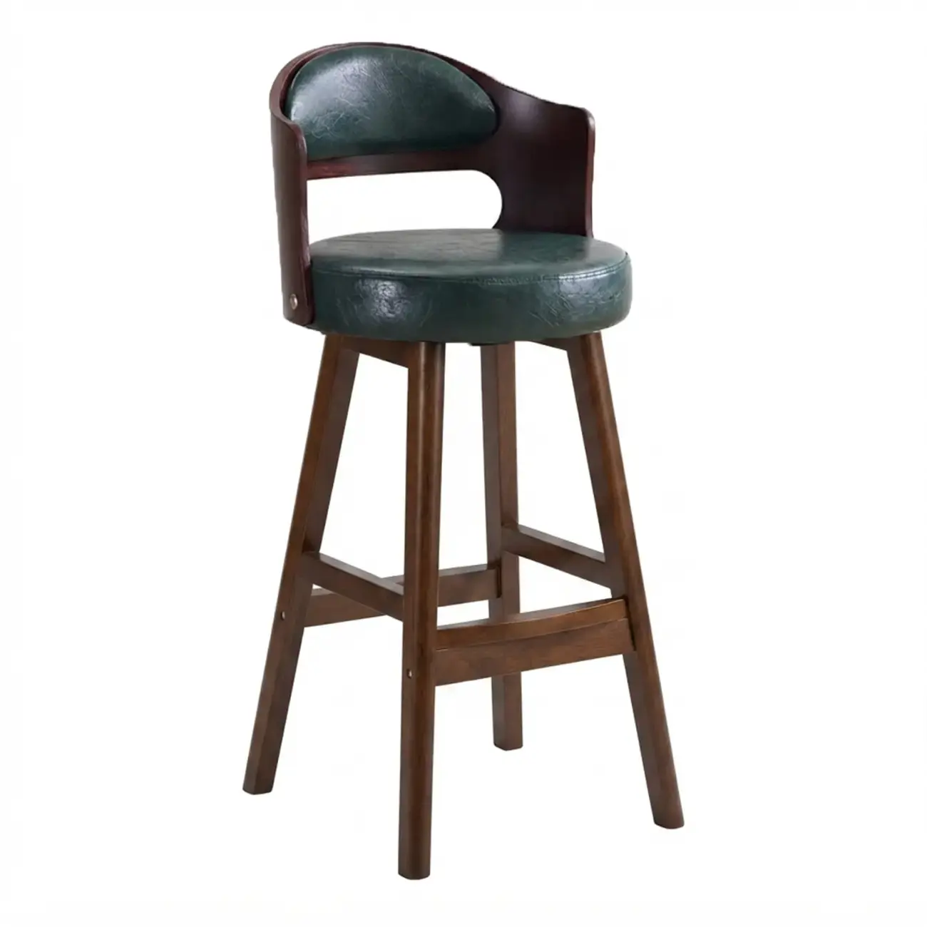 Transitional Round Upholstered Wood Bar Stools Set of 2 Image - 14 | homeyfad