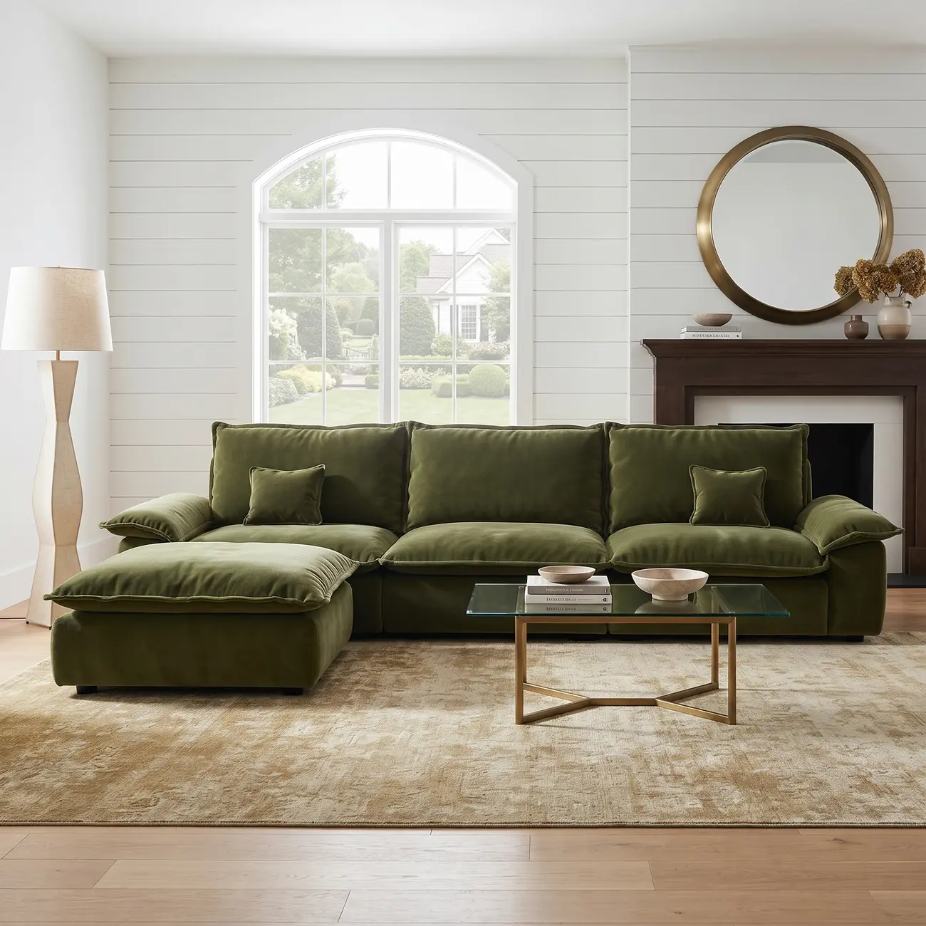 Living Room Modern Chenille Cloud Sectional Sofa With Hidden Storage Image - 4 | homeyfad