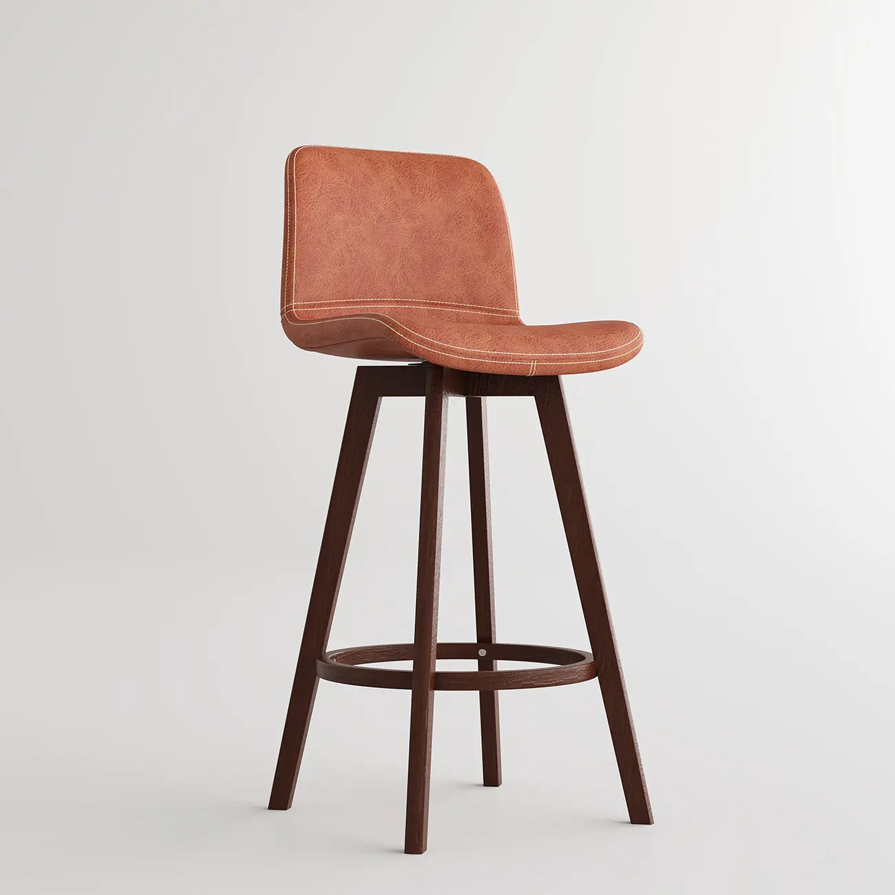 Mid-Century Distressed Leather Swivel Bar Stool with Back Image - 38 | homeyfad