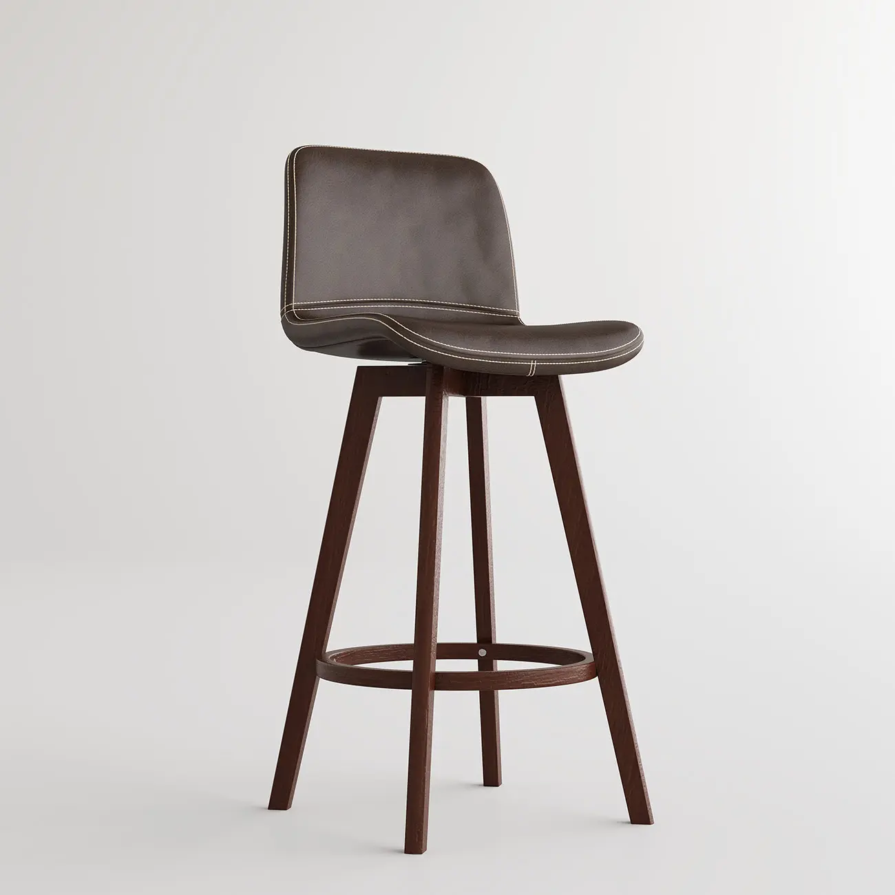 Mid-Century Distressed Leather Swivel Bar Stool with Back Image - 42 | homeyfad
