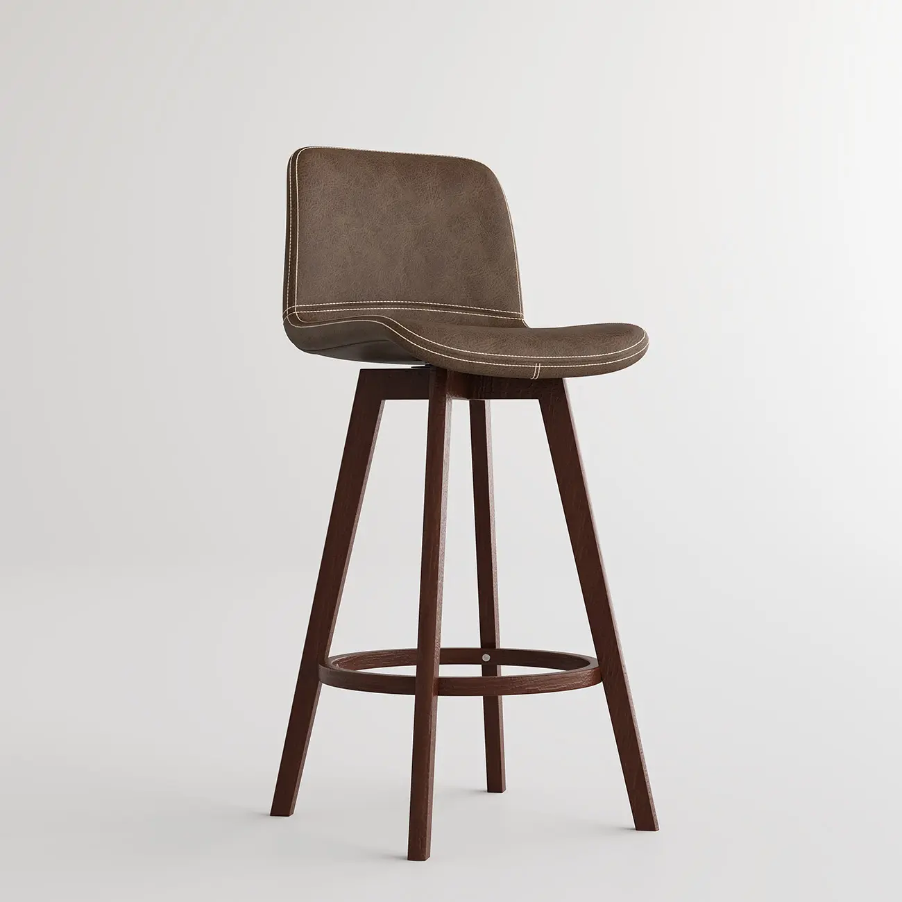 Mid-Century Distressed Leather Swivel Bar Stool with Back Image - 39 | homeyfad