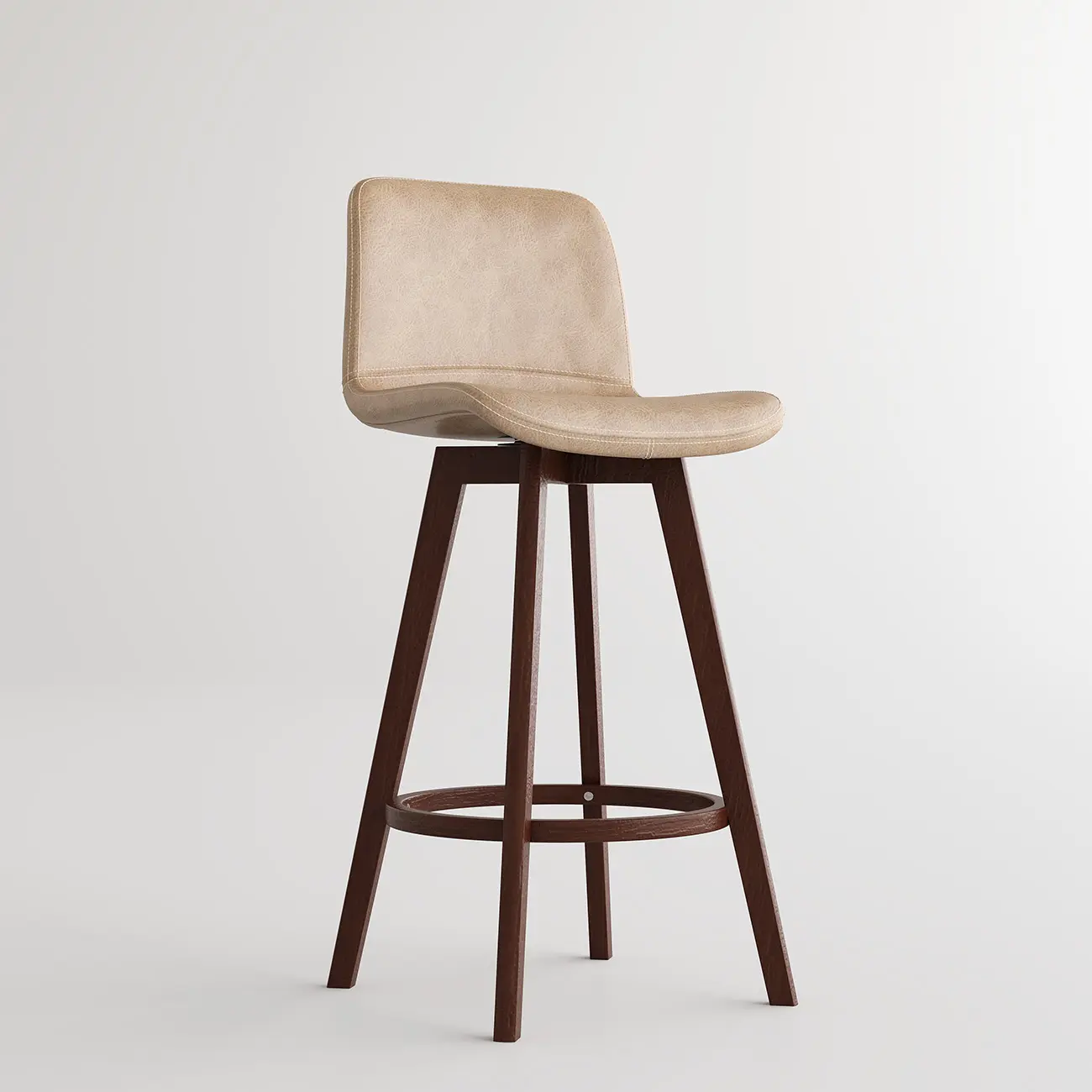 Mid-Century Distressed Leather Swivel Bar Stool with Back Image - 35 | homeyfad