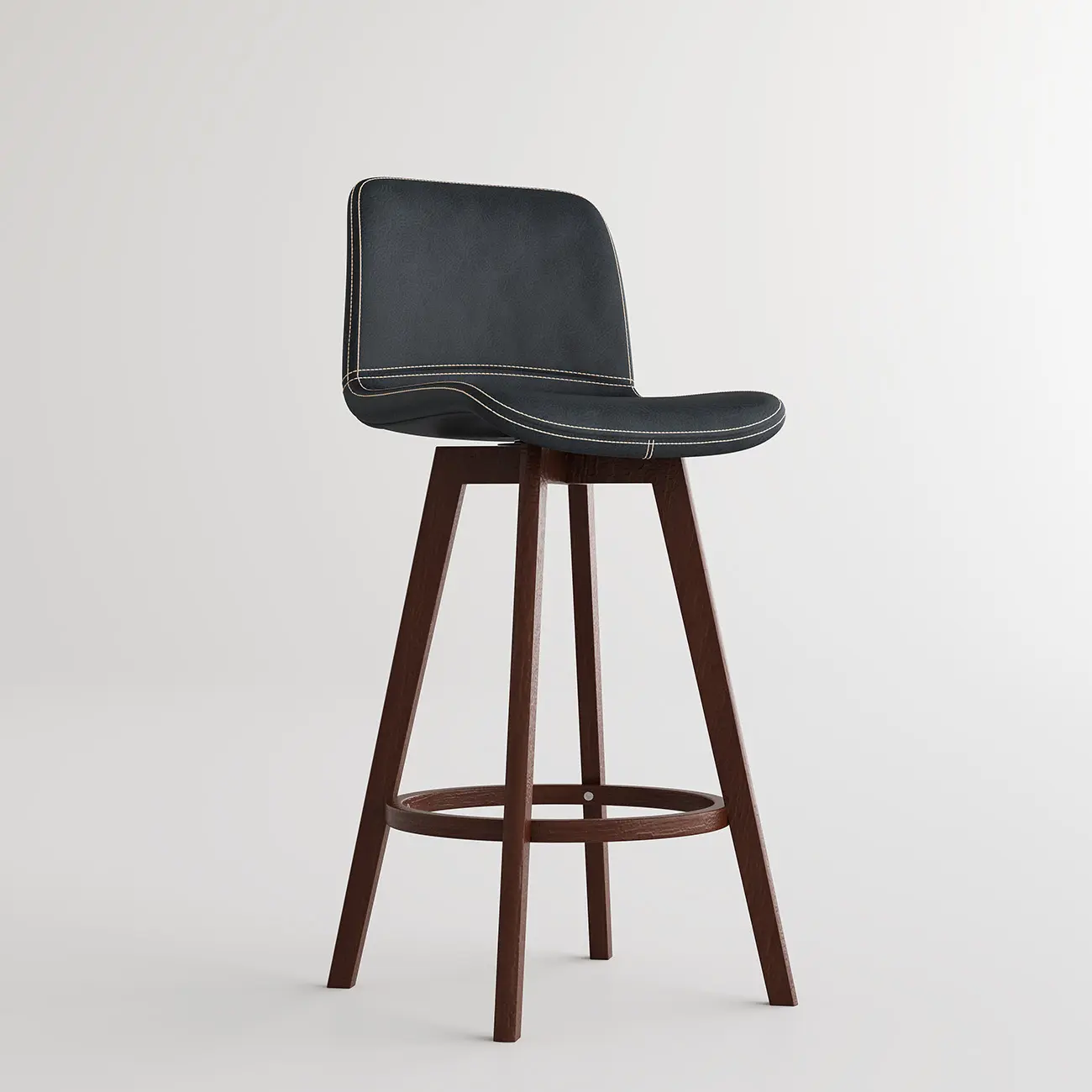 Mid-Century Distressed Leather Swivel Bar Stool with Back Image - 41 | homeyfad