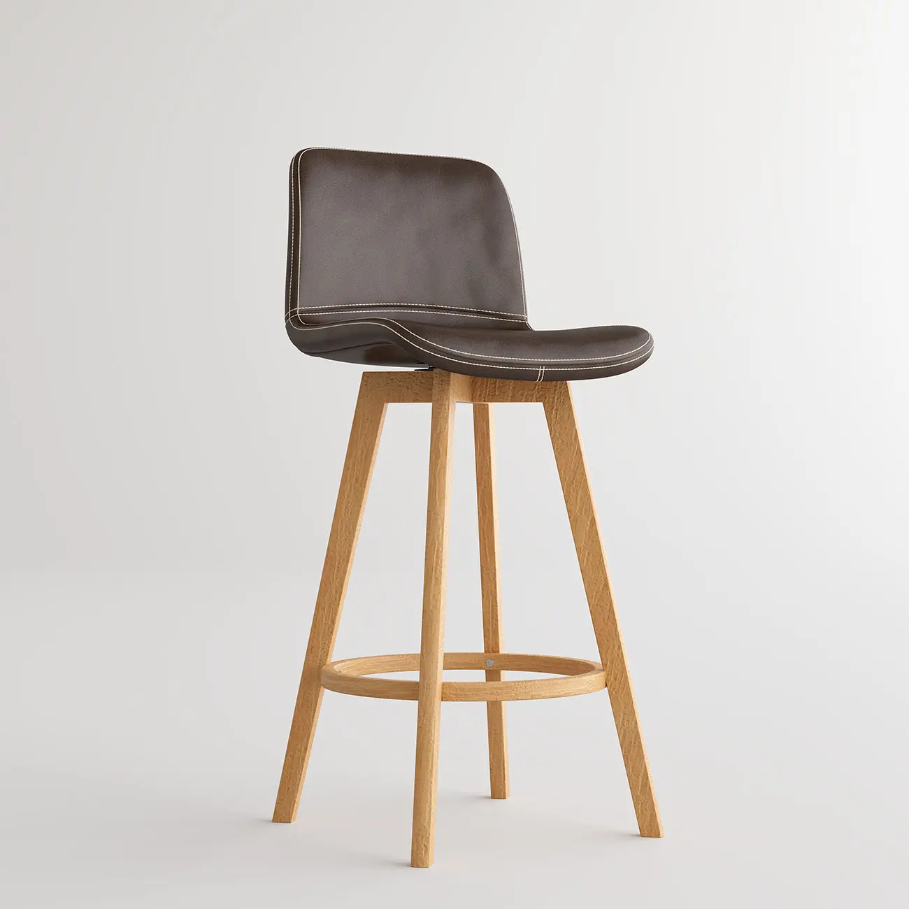 Mid-Century Distressed Leather Swivel Bar Stool with Back Image - 51 | homeyfad