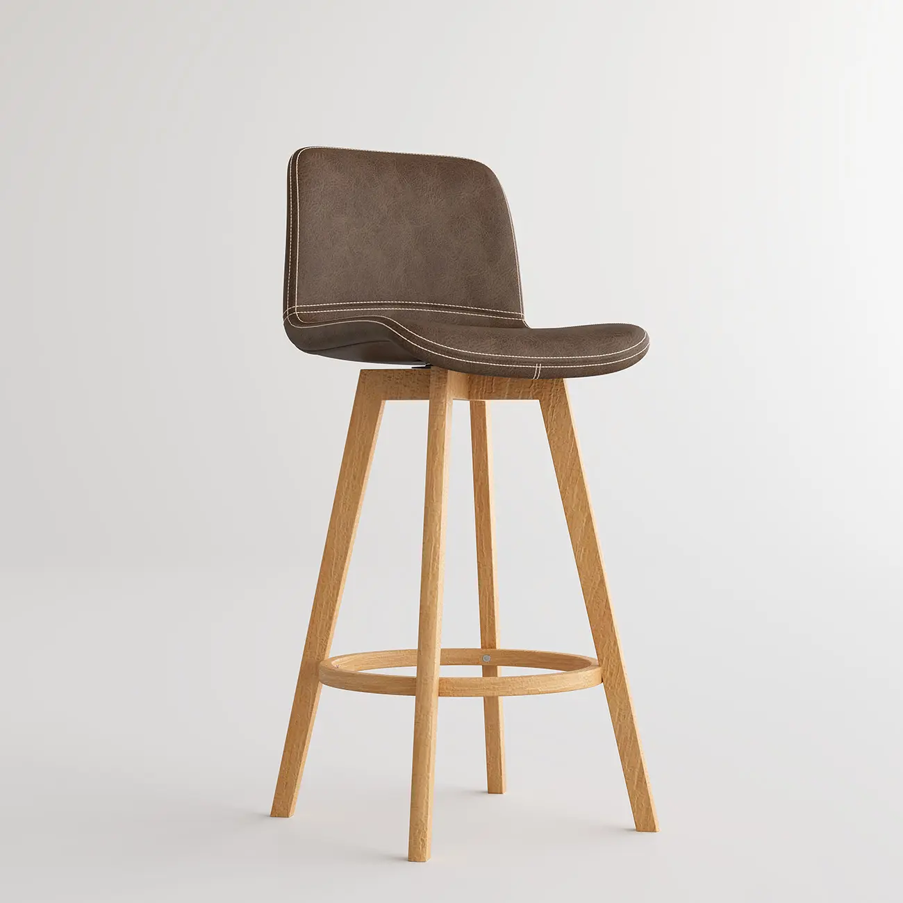 Mid-Century Distressed Leather Swivel Bar Stool with Back Image - 48 | homeyfad