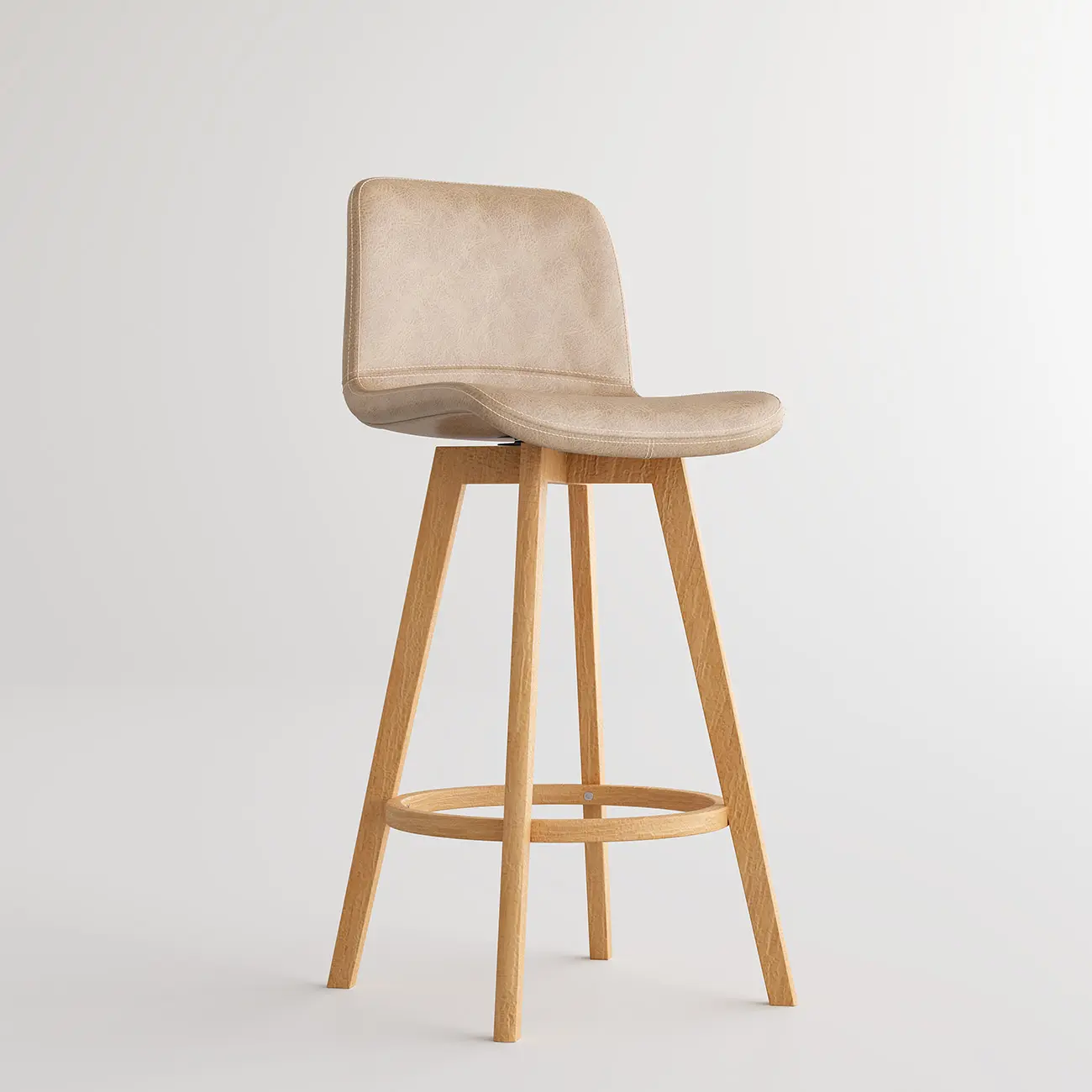 Mid-Century Distressed Leather Swivel Bar Stool with Back Image - 44 | homeyfad